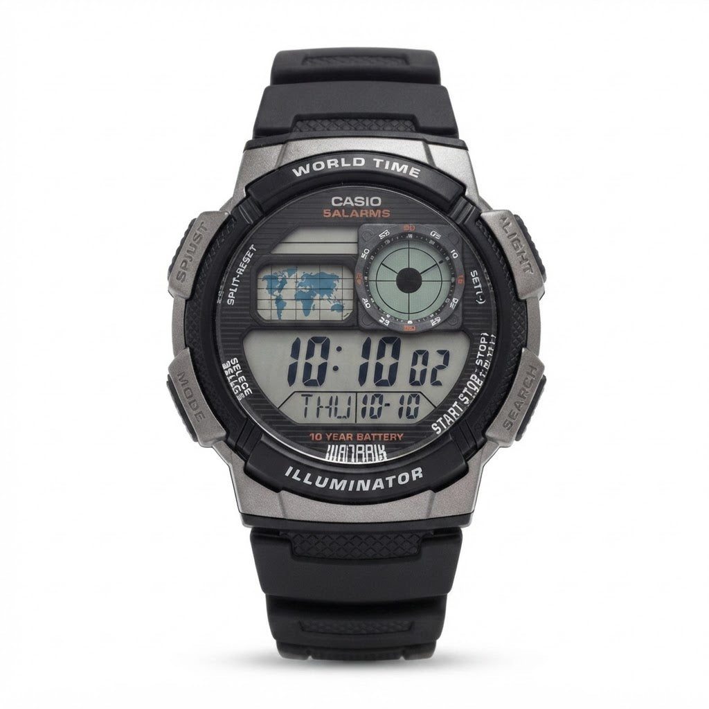 Reloj Casio AE-1000W-1BV Digital Negro Hora Mundial 100M – Caballero