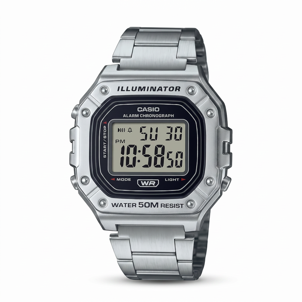 Casio W-218HD-1AV – El clásico digital con brazalete metálico