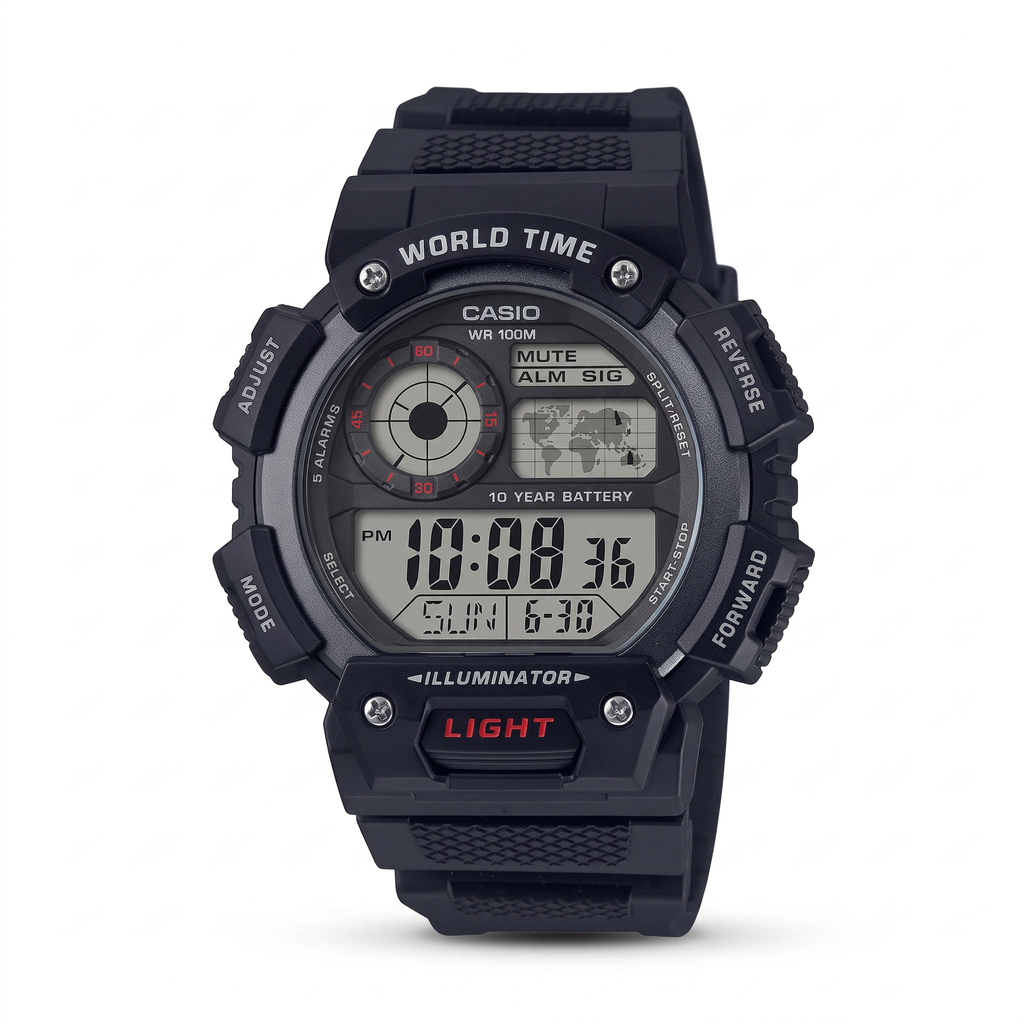 Reloj Casio AE-1400WH-1AV Digital Negro Hora Mundial 100M – Caballero