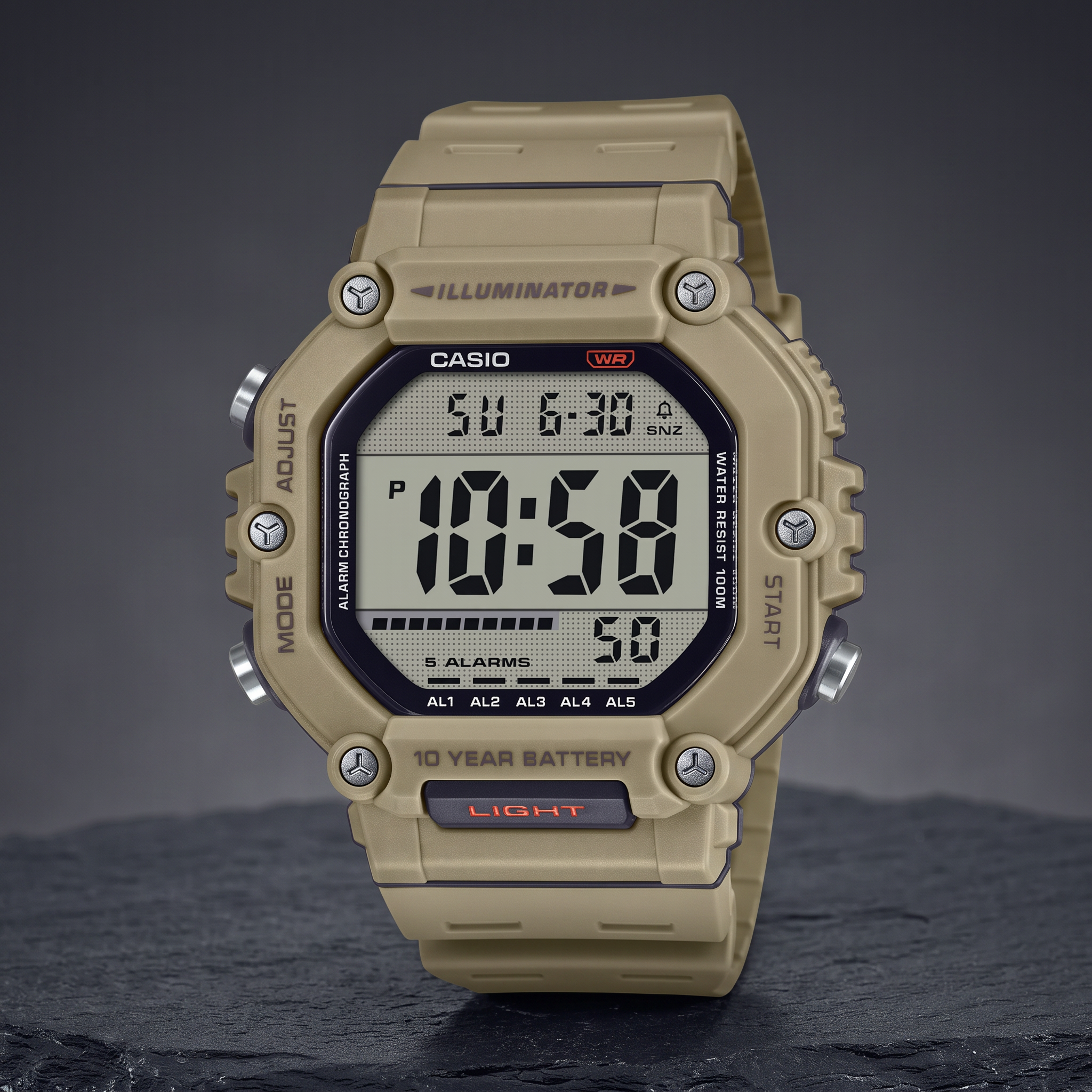Reloj Casio AE-1600H-5AV Digital Beige 100M – Unisex