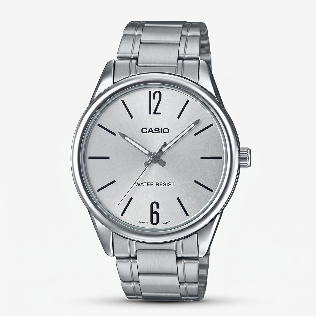 Reloj Casio MTP-V005D-7B Analógico Plateado Esfera Blanca – Caballero
