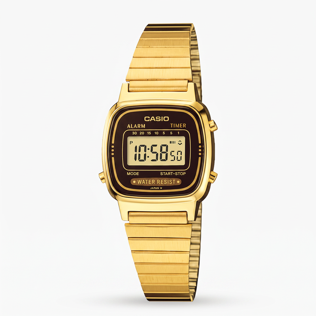 Reloj Casio Vintage LA670WGA-1 Digital Dorado con Pantalla Negra – Dama
