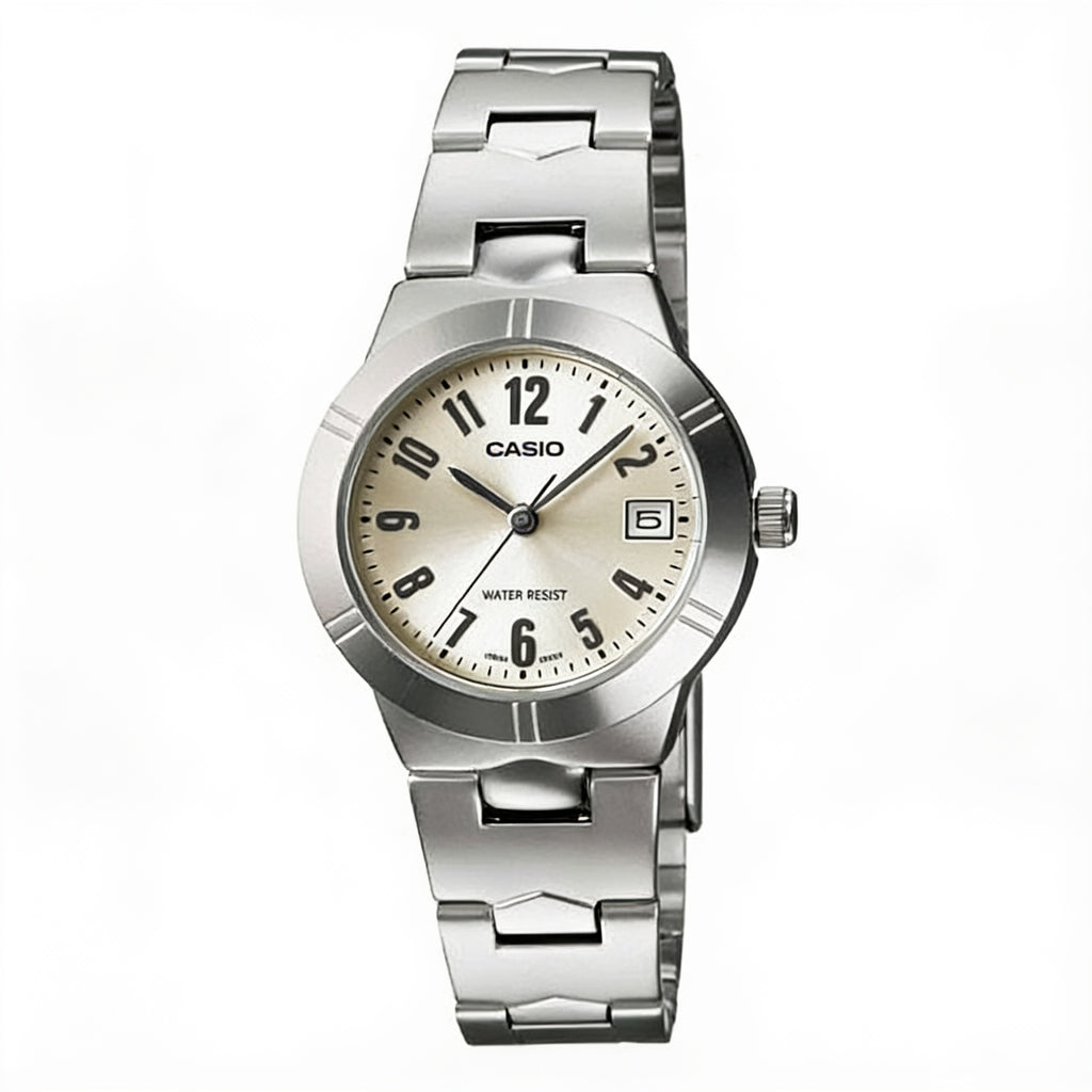 Reloj Casio LTP-1241D-7A2 Analógico Plateado Esfera Blanca – Dama