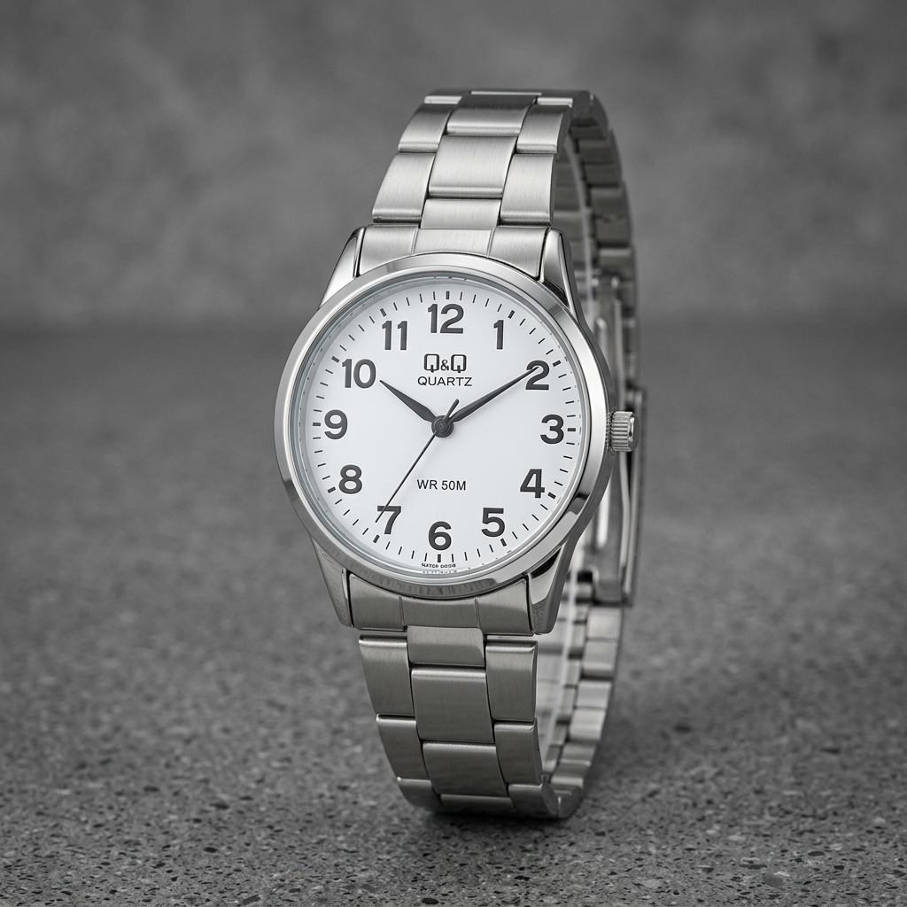 Reloj Q&Q C215J204Y Analógico Plateado Esfera Blanca 3BAR – Dama