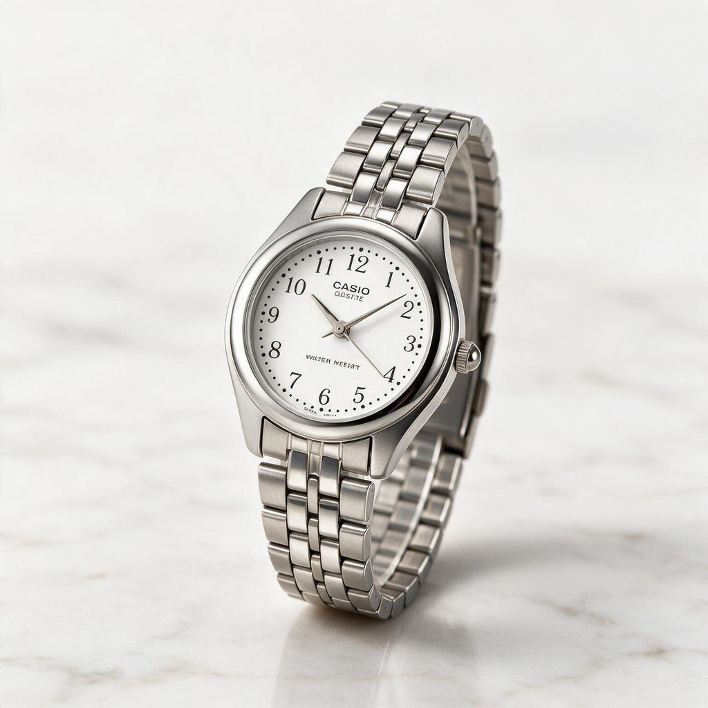 Reloj Casio LTP-1129A-7B Analógico Plateado Esfera Blanca – Dama