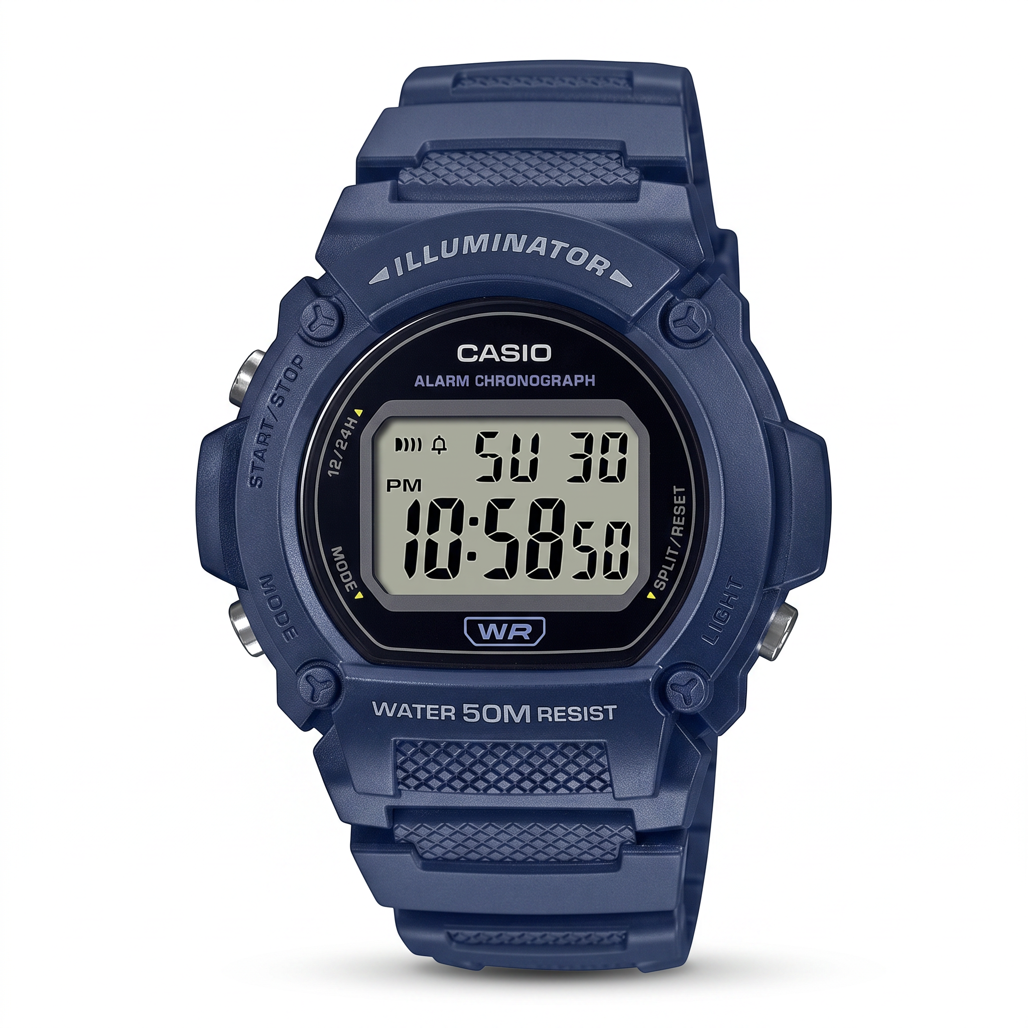 Reloj Casio W-219H-2AV Digital Azul Marino 50M Batería 7 Años – Caballero
