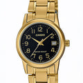 Reloj Casio LTP-V002G-1B Analógico Dorado Esfera Negra – Dama