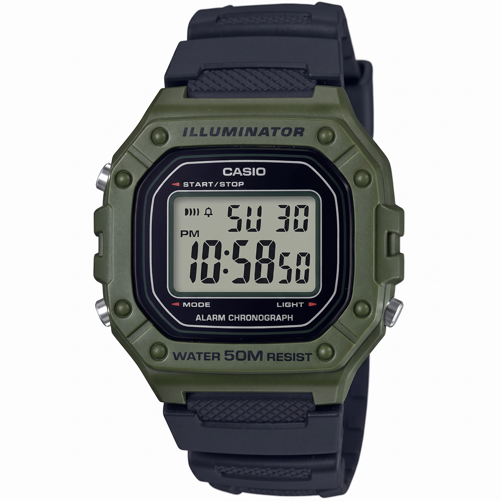 Reloj Casio W-218H-3AV Digital Verde y Negro 50M – Caballero