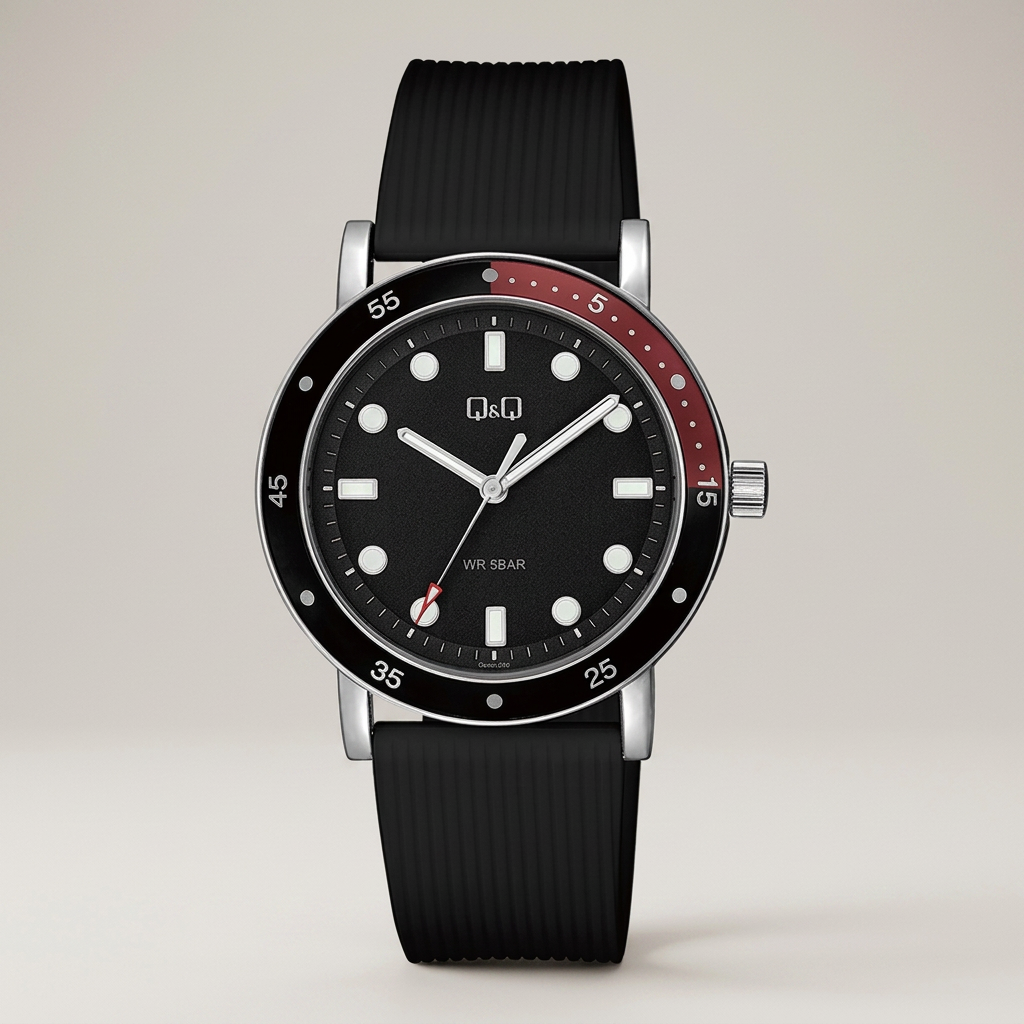 Reloj Q&Q QB85J302Y Analógico Negro Correa de Silicona 50M – Dama