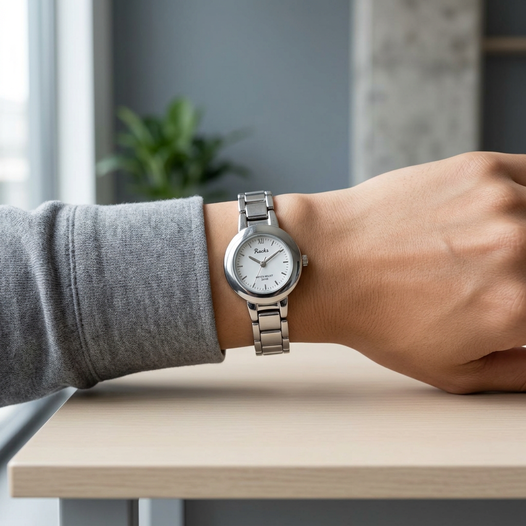 Reloj Analógico Plateado Esfera Blanca 3ATM – Dama