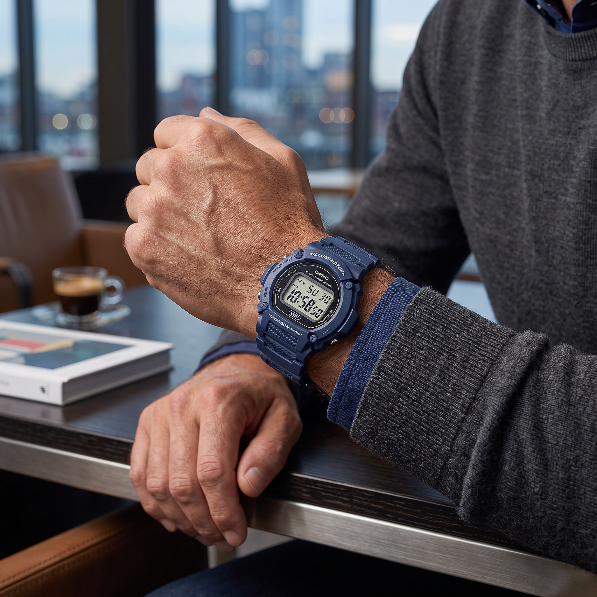 Reloj Casio W-219H-2AV Digital Azul Marino 50M Batería 7 Años – Caballero