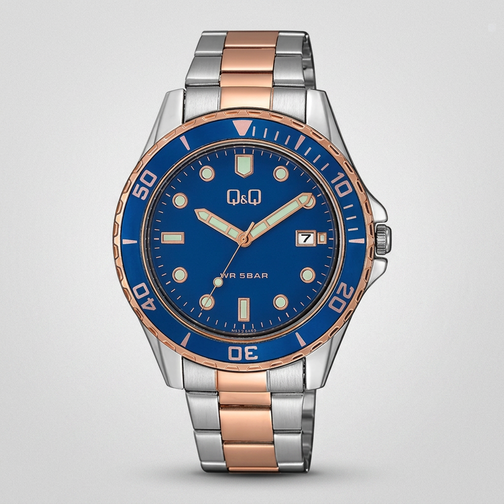 Reloj Q&Q A172J422Y para Caballero – Azul y Bicolor