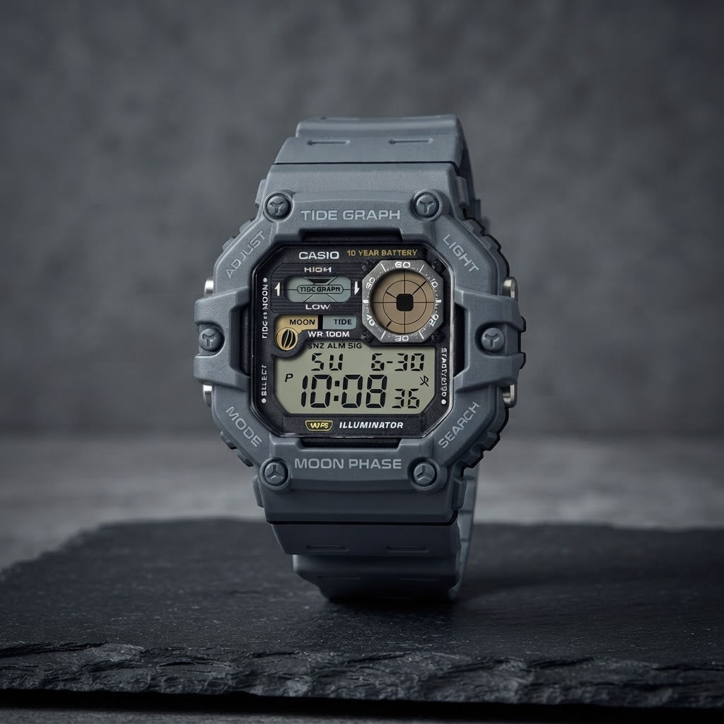 Reloj Casio WS-1700H-8AV Digital Gris Mareas y Fase Lunar 100M – Caballero