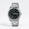 Reloj Casio MTP-V006D-1B Analógico Plateado Esfera Negra – Caballero