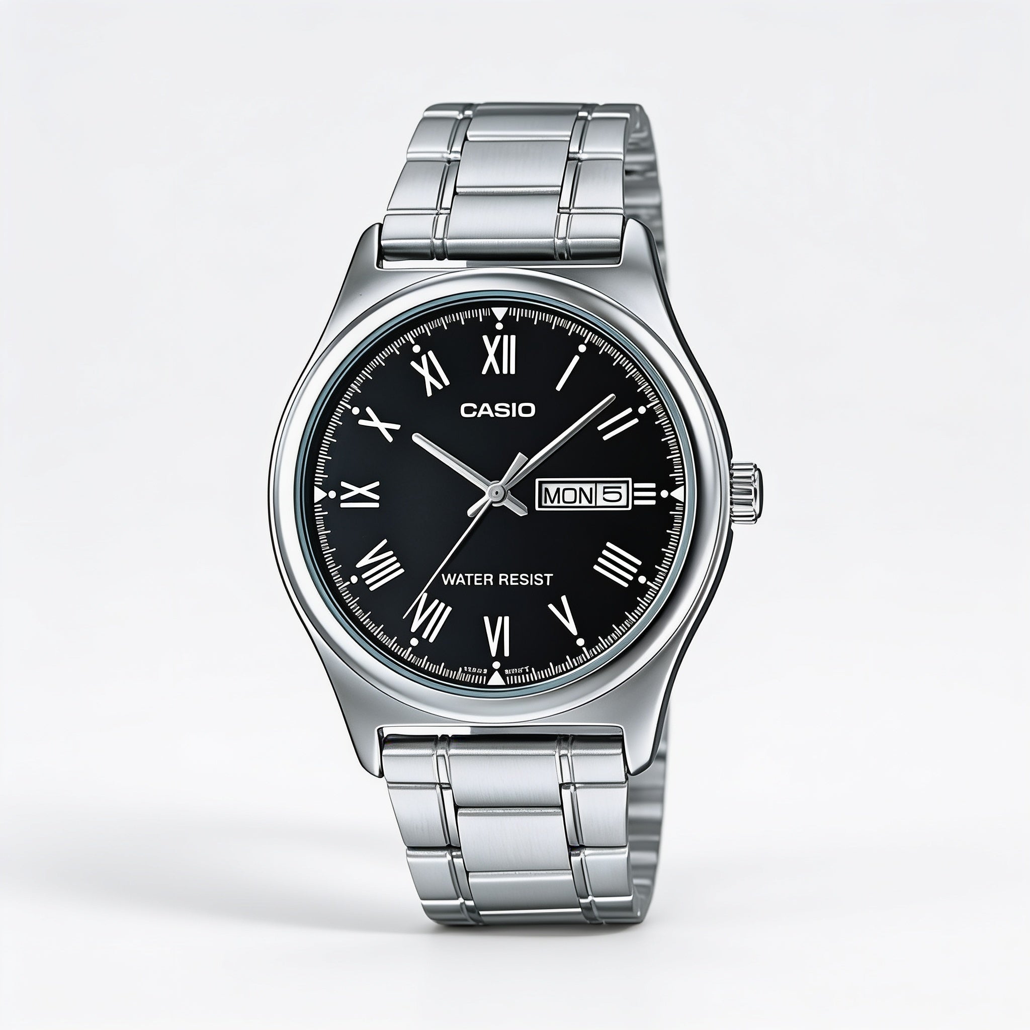 Reloj Casio MTP-V006D-1B Analógico Plateado Esfera Negra – Caballero