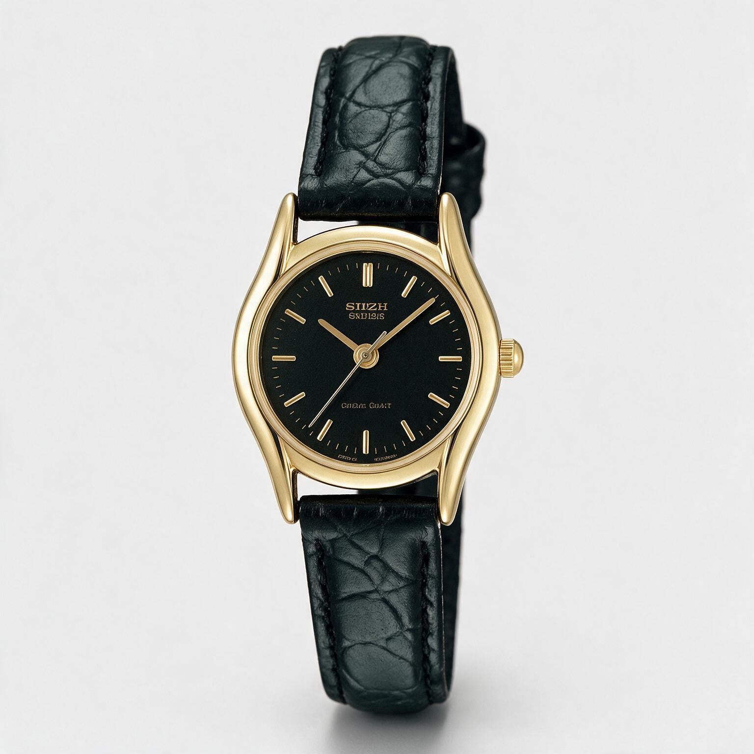 Reloj Casio LTP-1094Q-1A Analógico Dorado Esfera Negra con Correa de Cuero – Dama