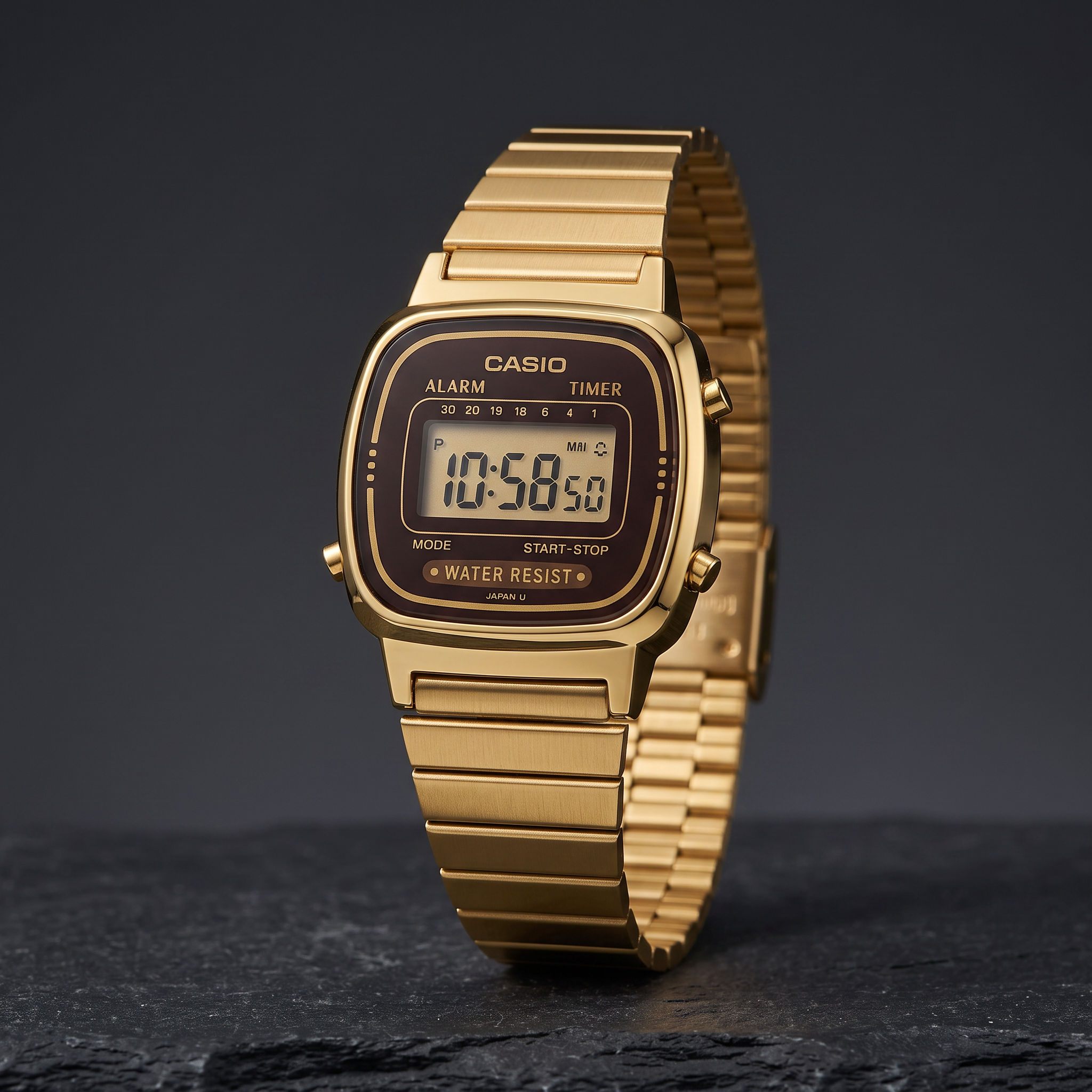 Reloj Casio Vintage LA670WGA-1 Digital Dorado con Pantalla Negra – Dama
