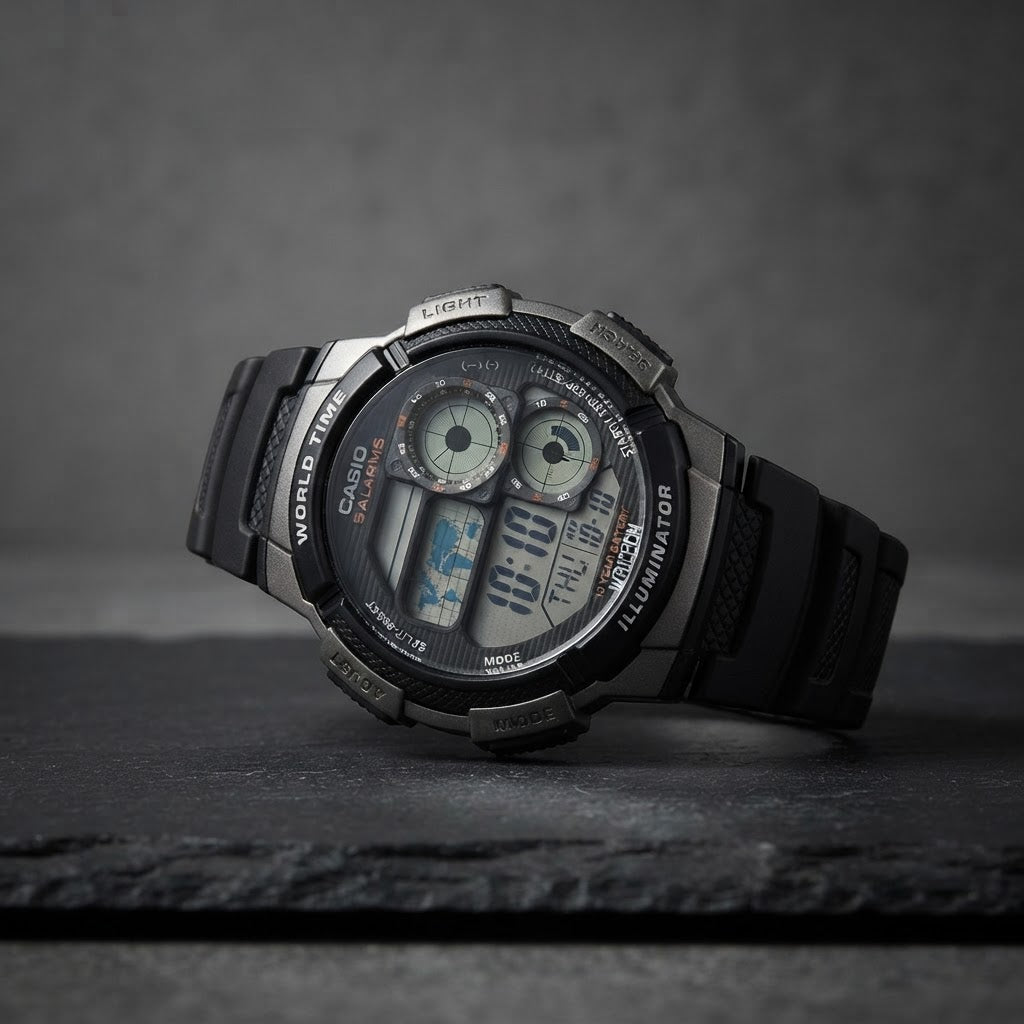 Reloj Casio AE-1000W-1BV Digital Negro Hora Mundial 100M – Caballero