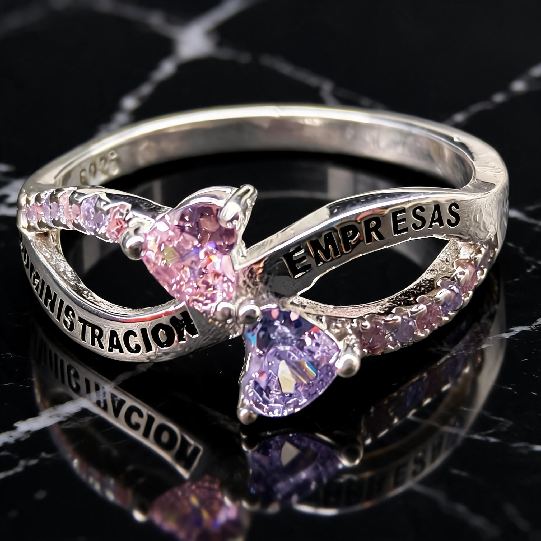 Anillo Administración de Empresas Infinito Corazones Modelo 001