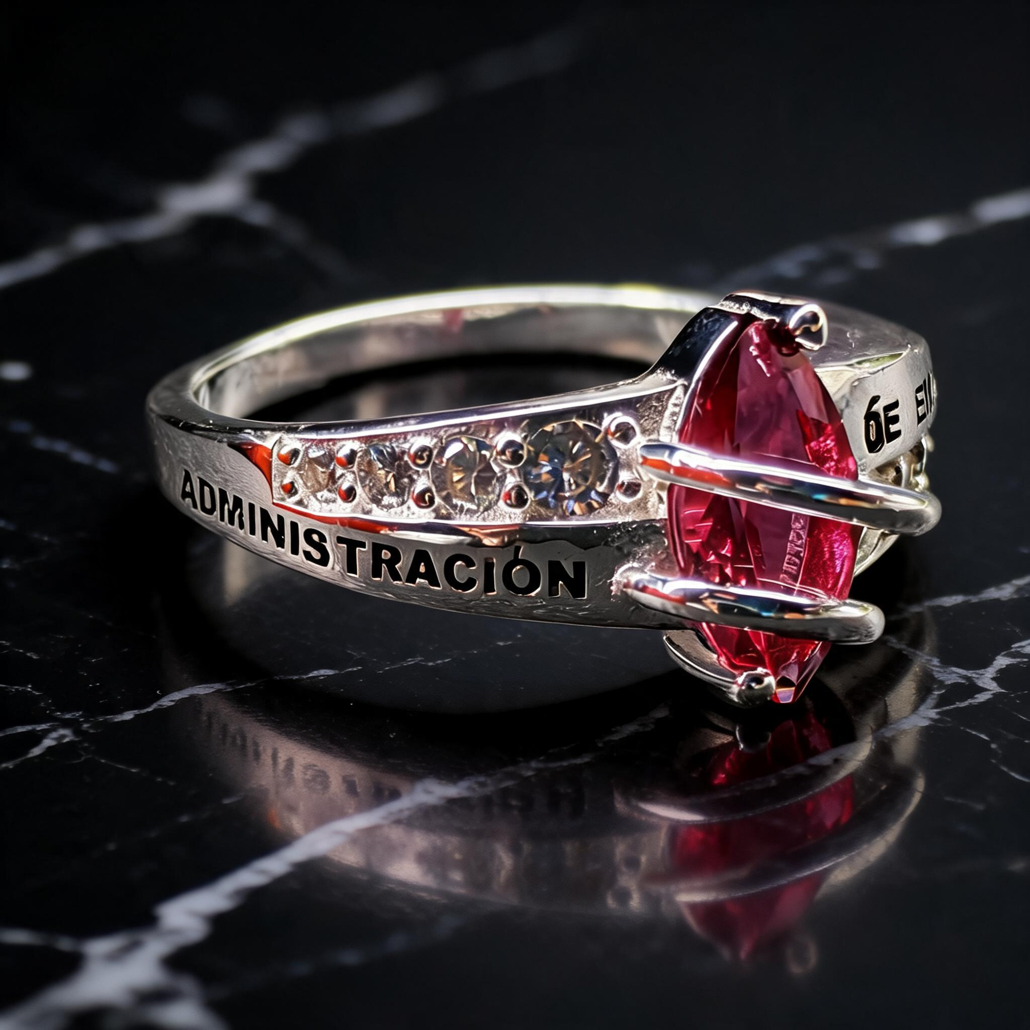 Anillo Administración de Empresas Elegante Piedra Central Modelo 002