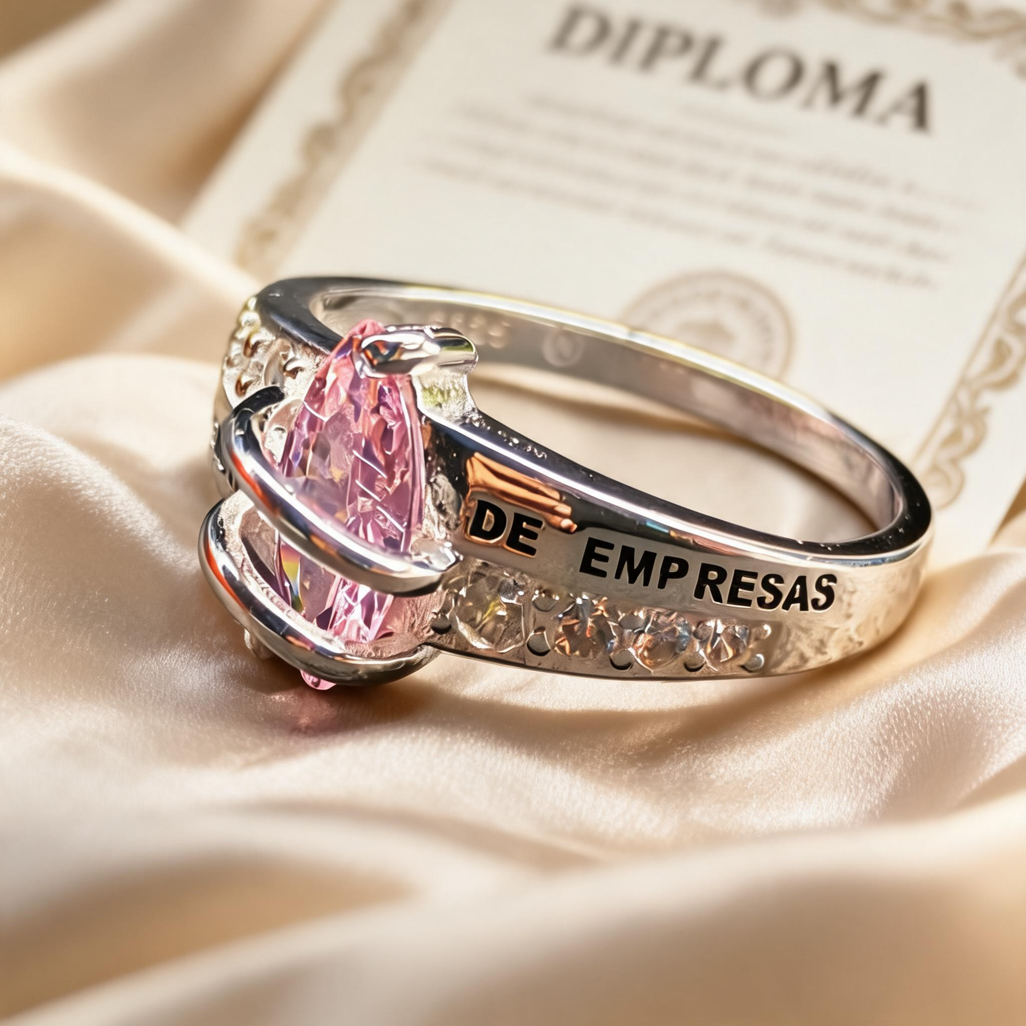 Anillo Administración de Empresas Elegante Piedra Central Modelo 002