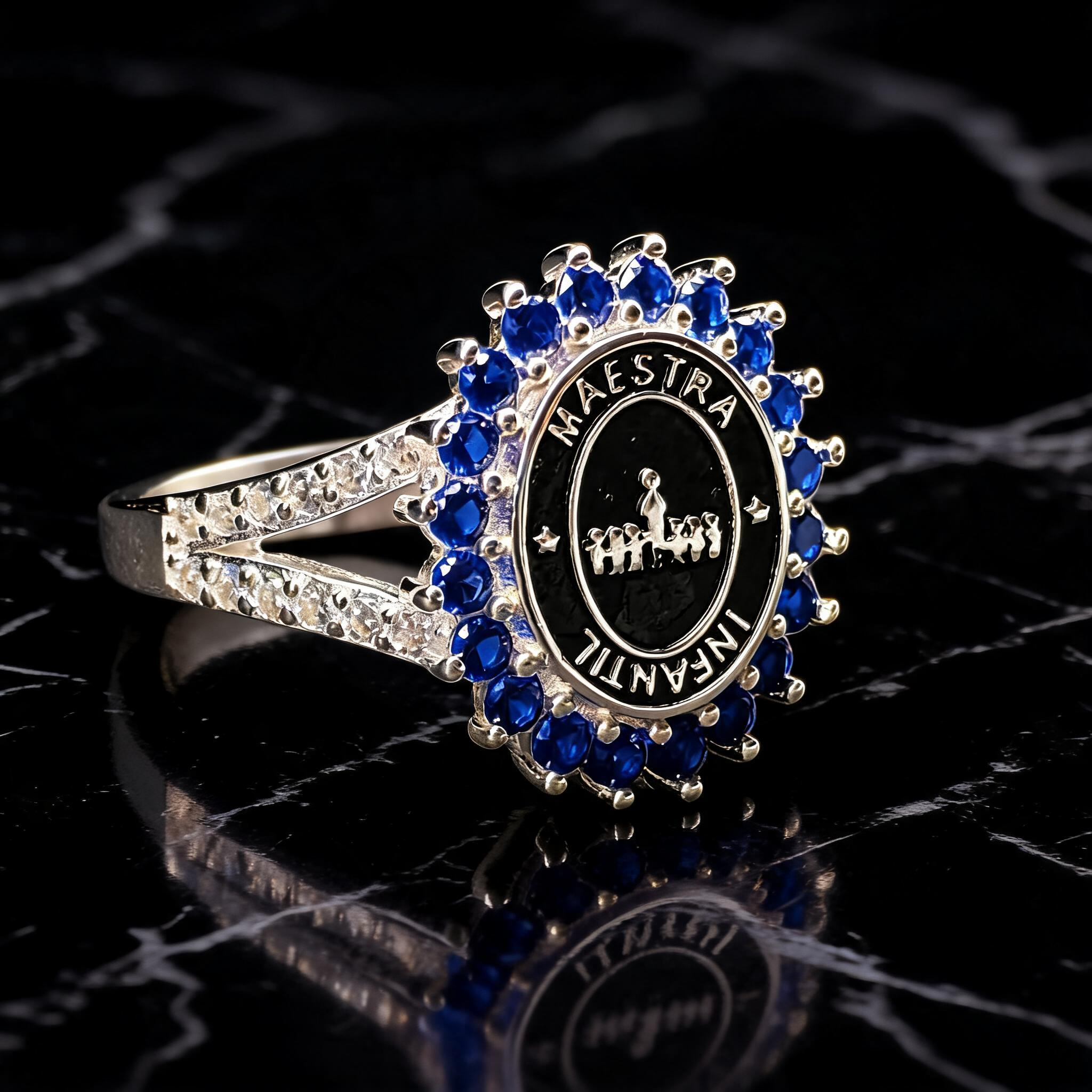 Anillo Maestra Infantil Oval Halo 01