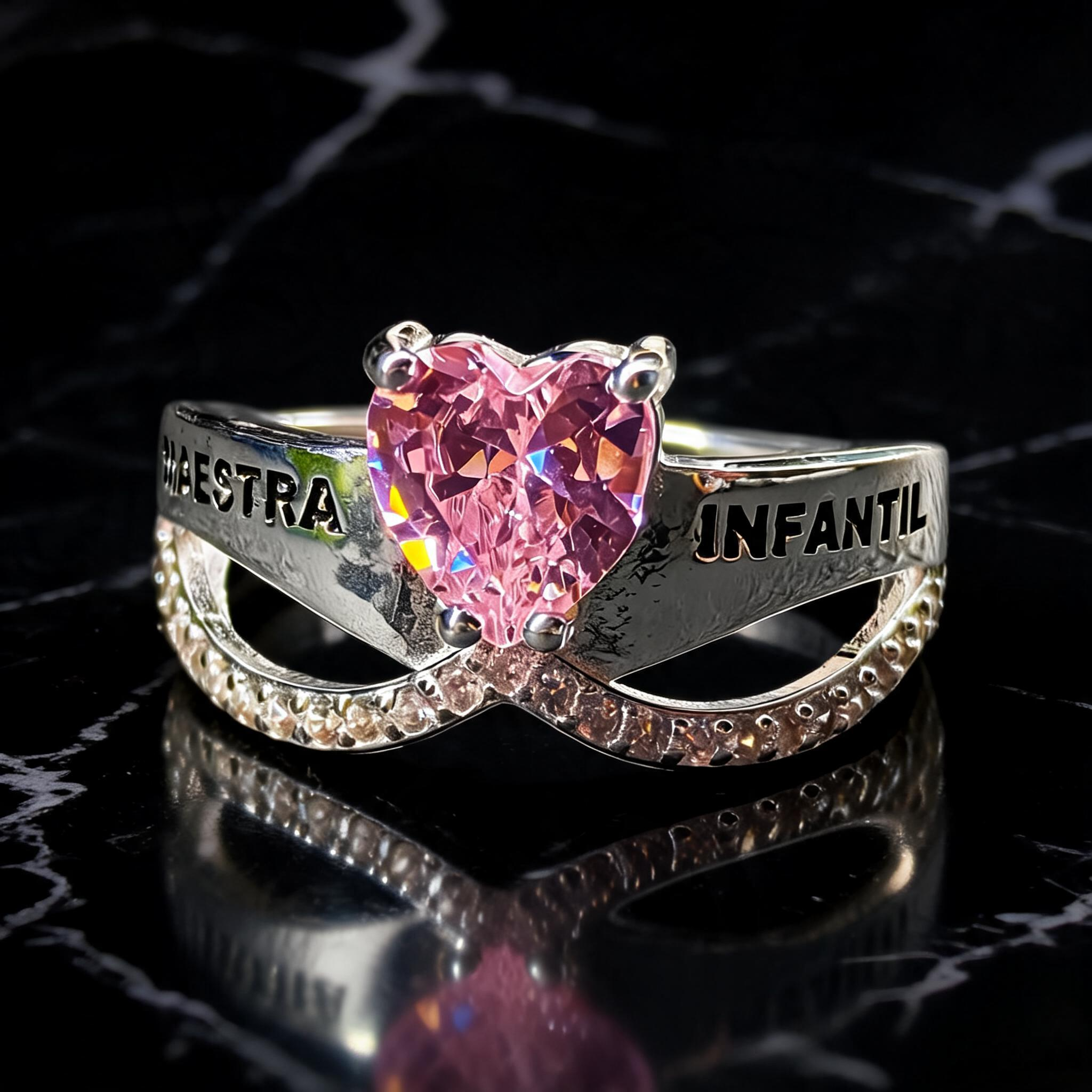 Anillo Maestra Infantil Oval Solitario 05