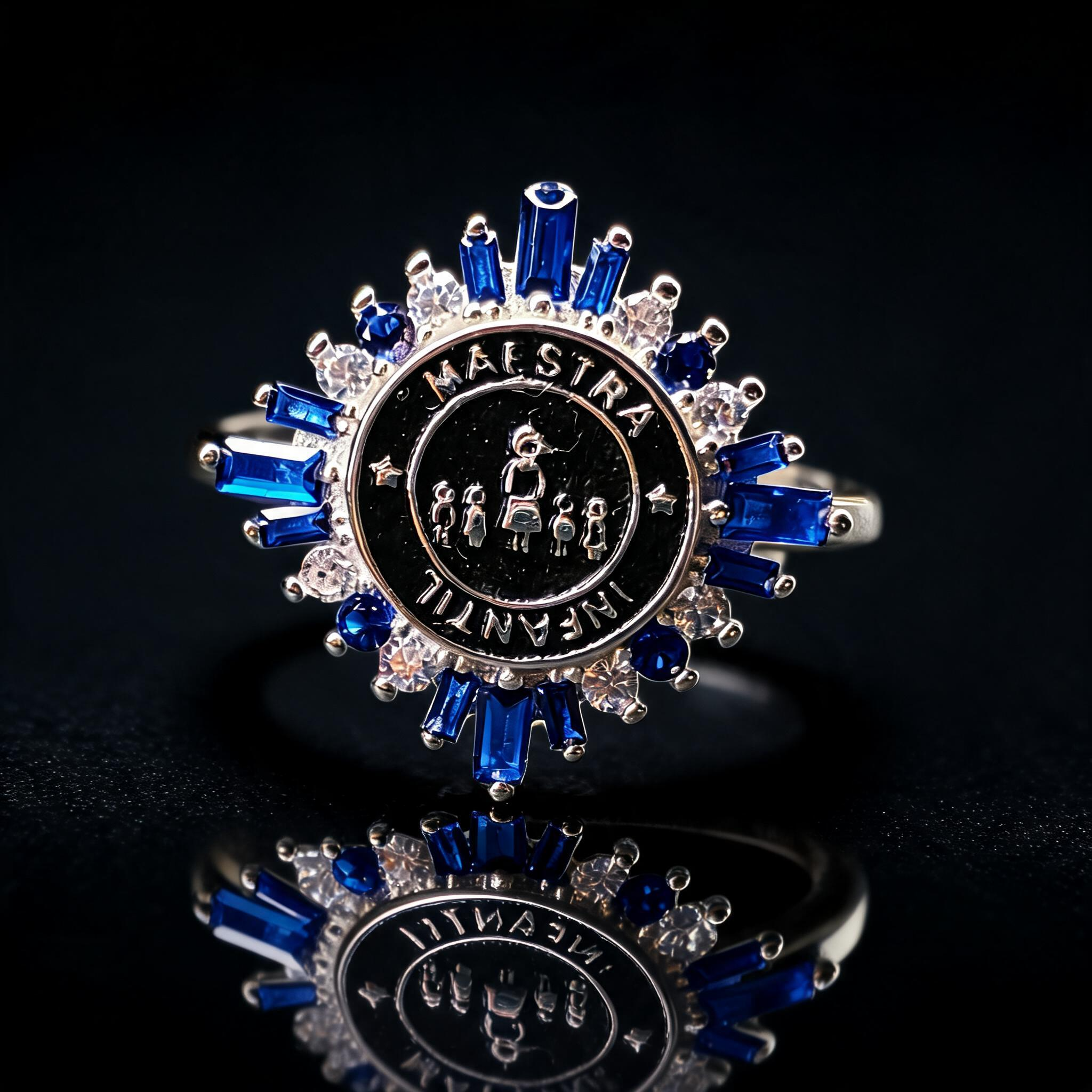 Anillo Maestra Infantil Medalla Rayos 08