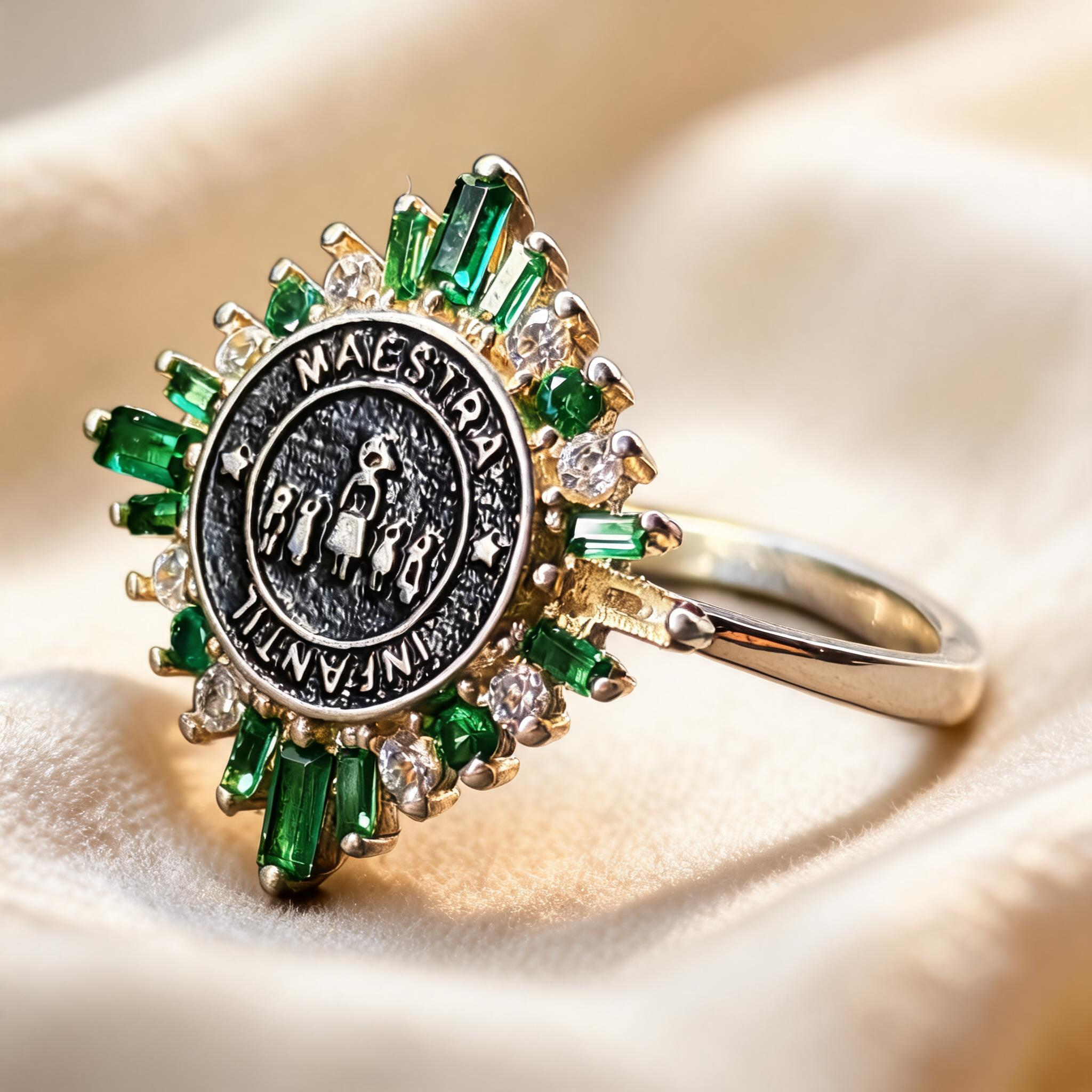 Anillo Maestra Infantil Medalla Rayos 08