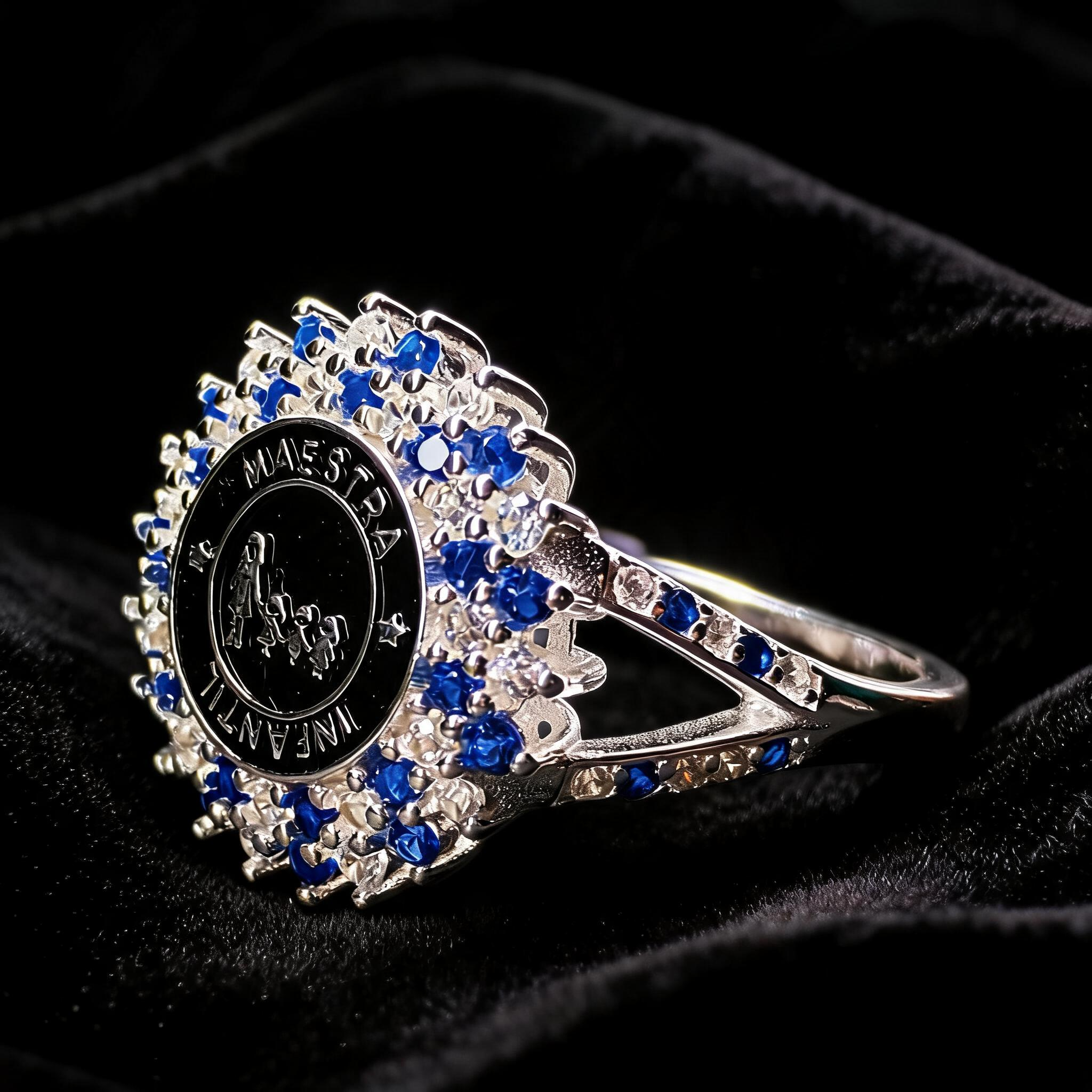 Anillo Maestra Infantil Medalla Double Halo 09