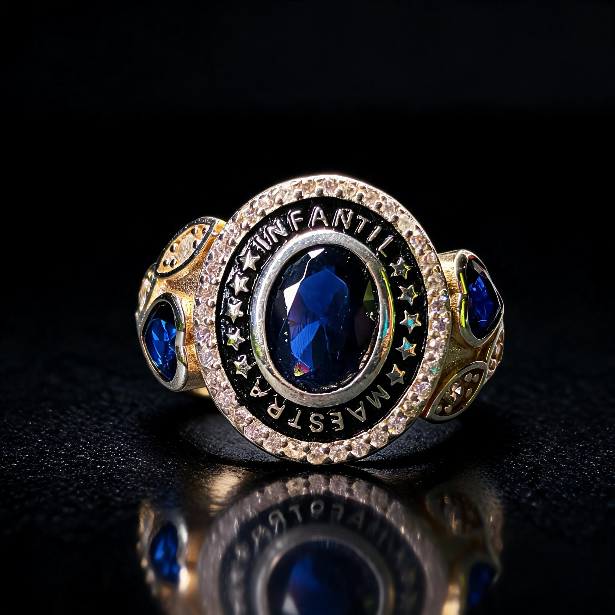 Anillo Maestra Infantil Medalla Oval Center 10
