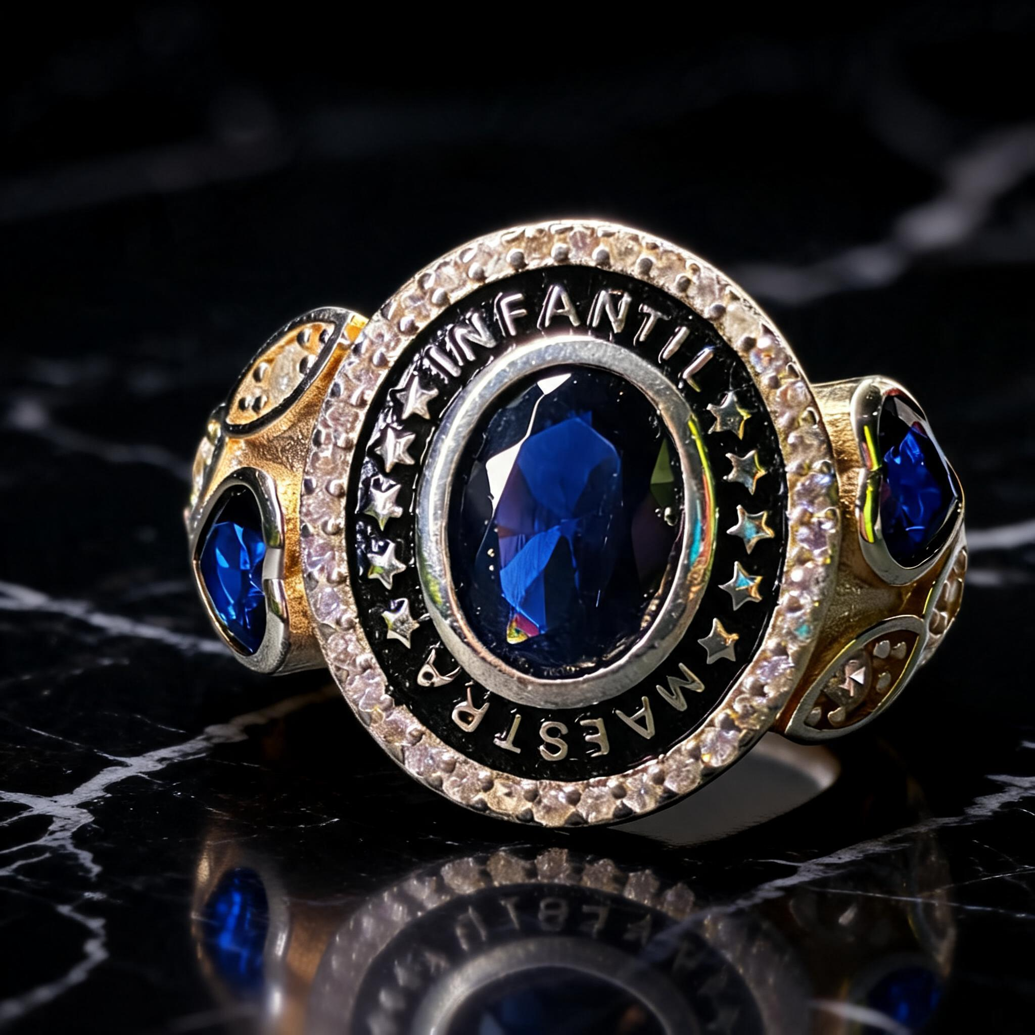 Anillo Maestra Infantil Medalla Oval Center 10