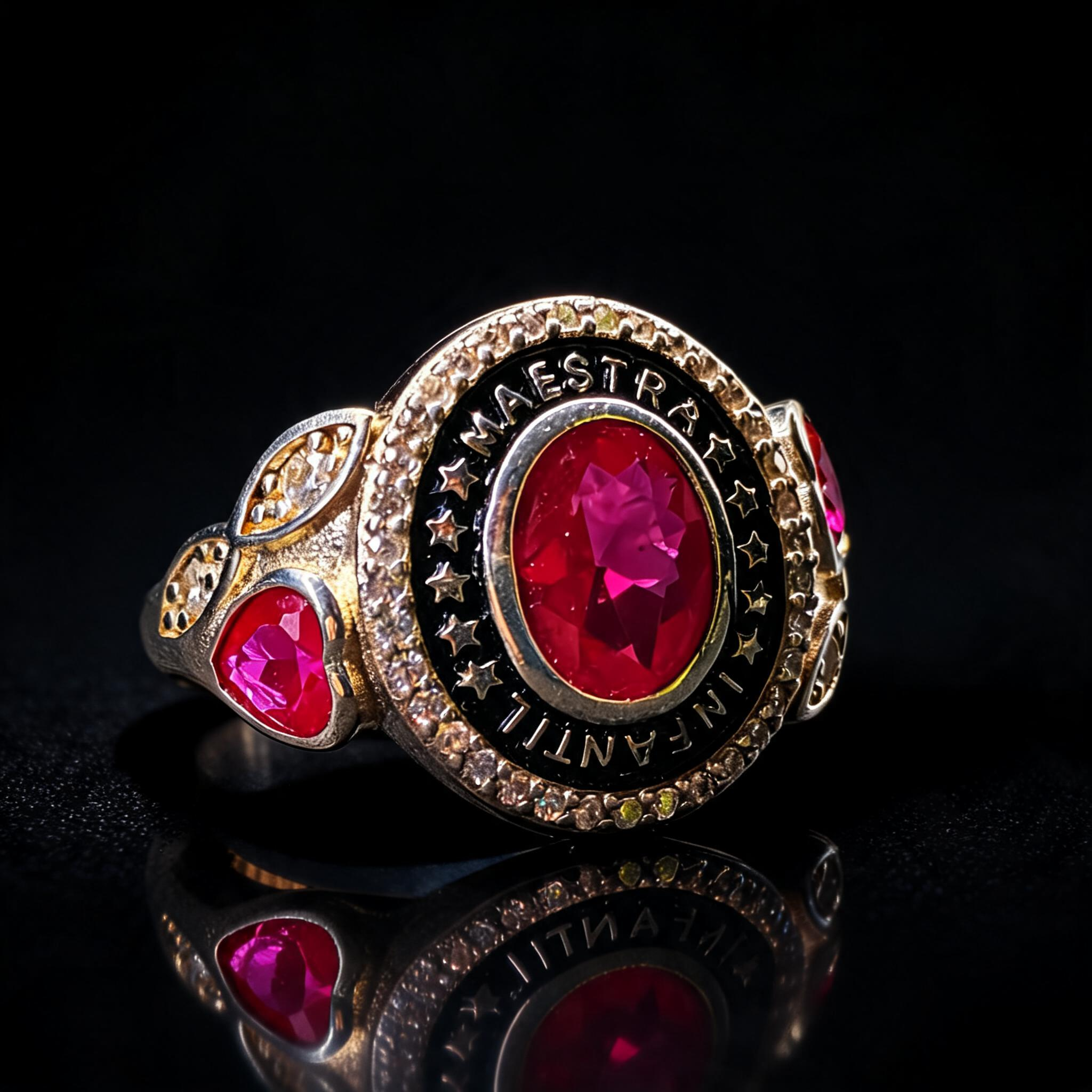 Anillo Maestra Infantil Medalla Oval Center 10