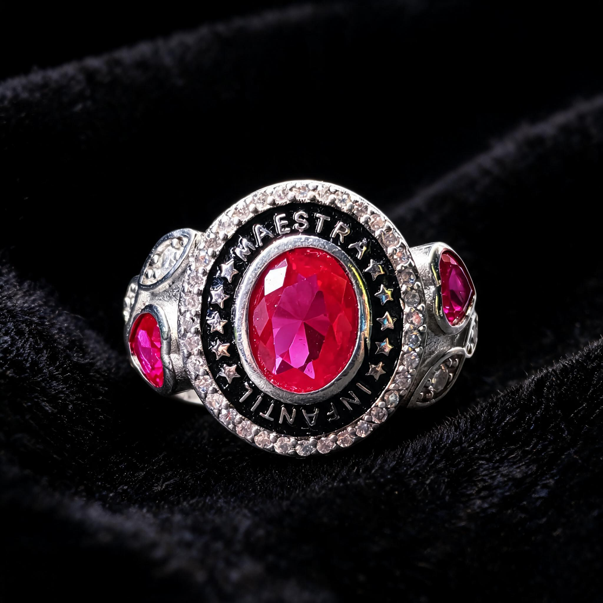 Anillo Maestra Infantil Medalla Oval Center 10