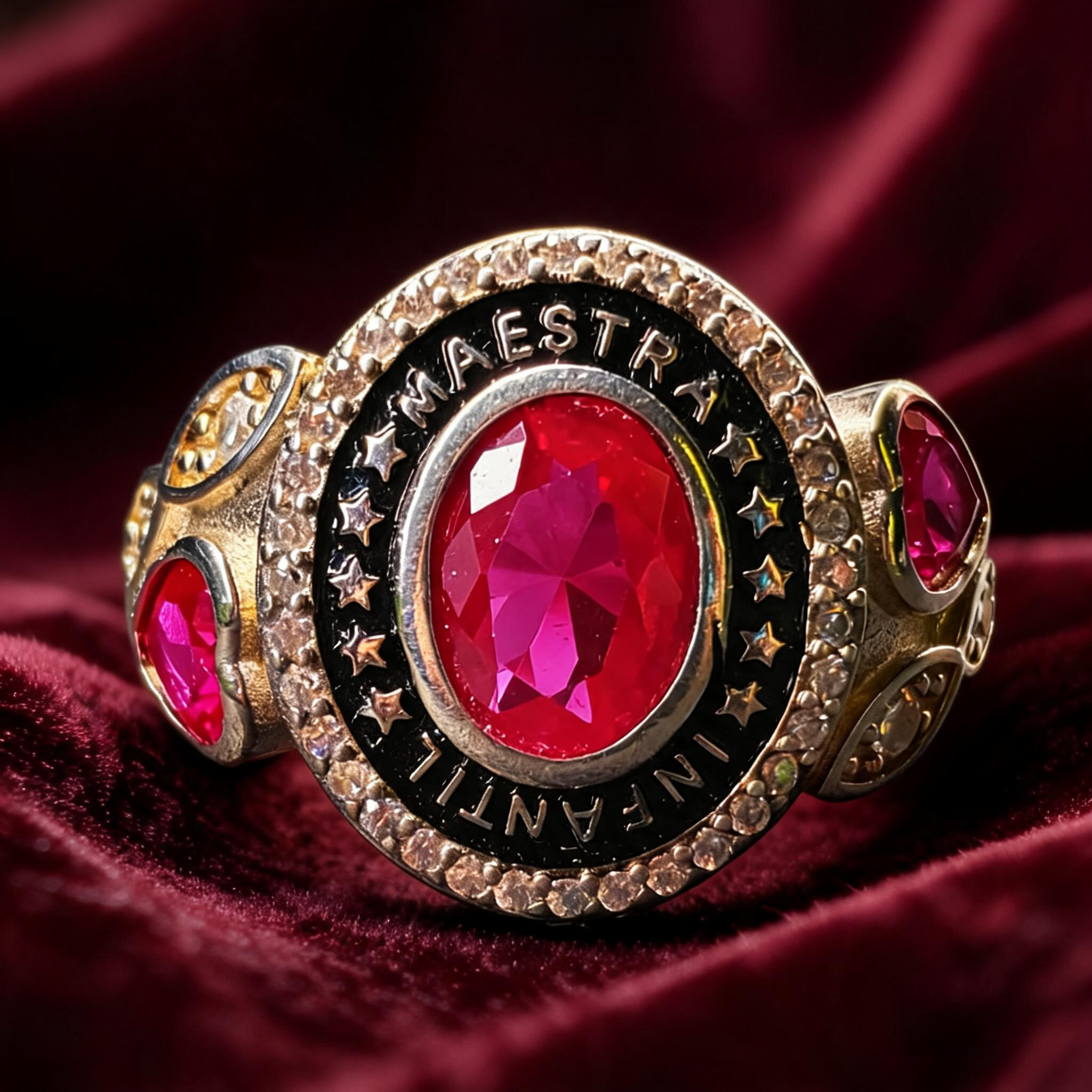 Anillo Maestra Infantil Medalla Oval Center 10