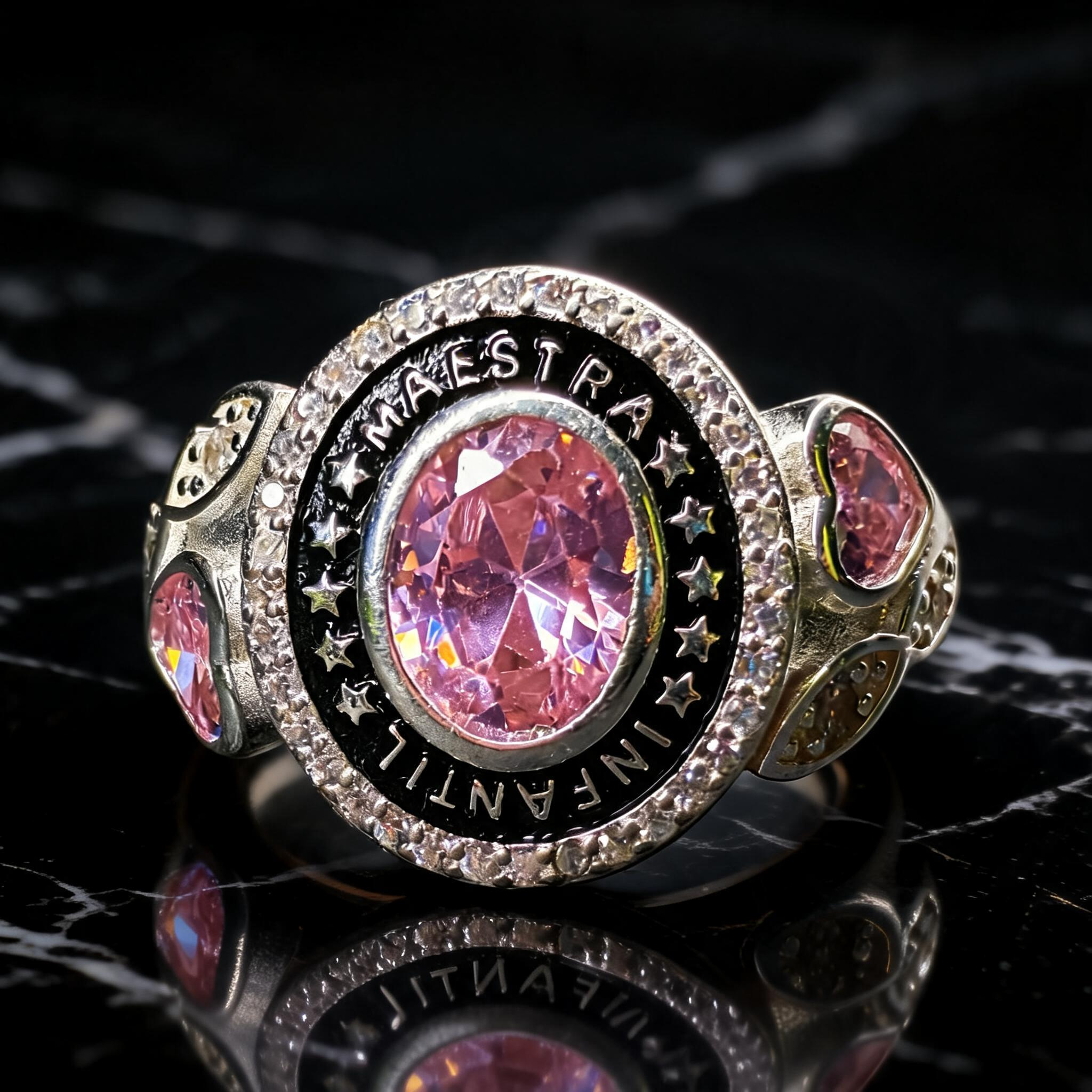 Anillo Maestra Infantil Medalla Oval Center 10
