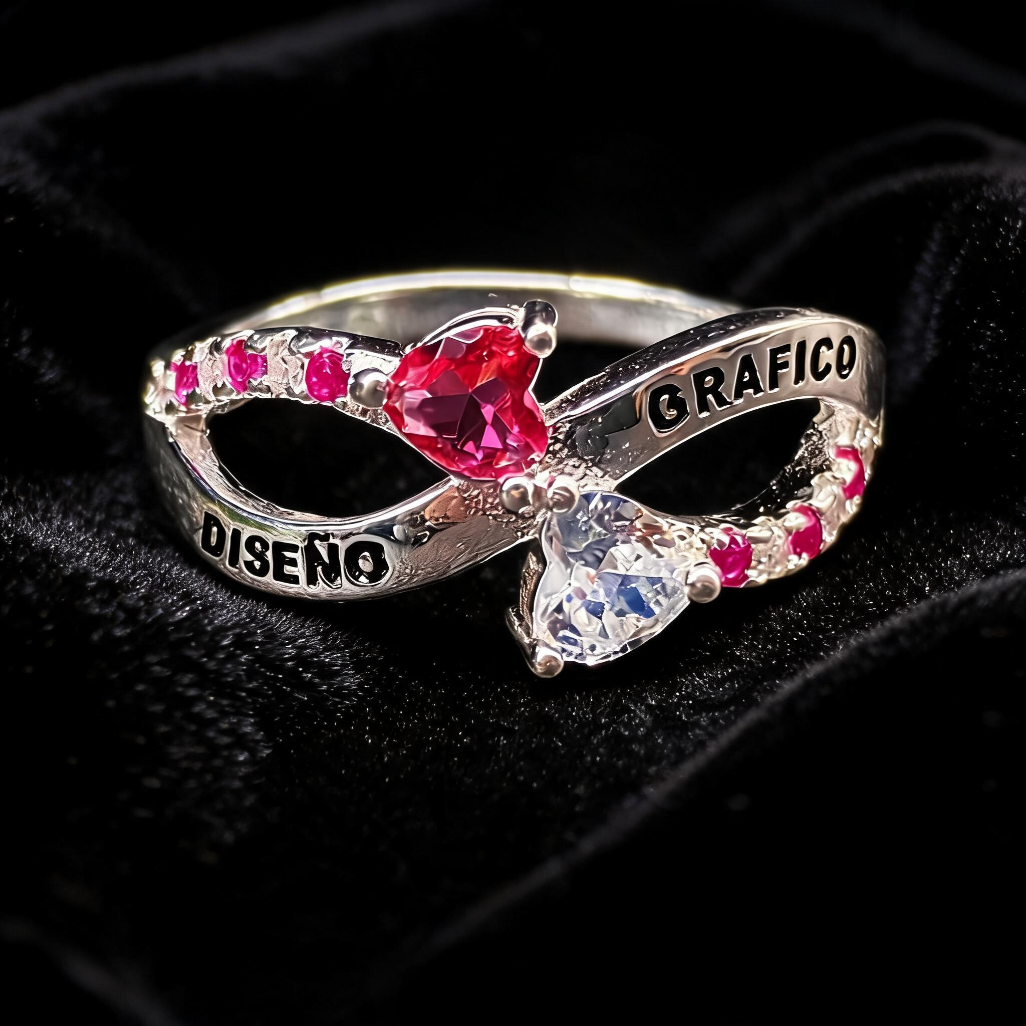 Anillo Diseño Gráfico Modelo 001 - Infinito Corazones Bicolor
