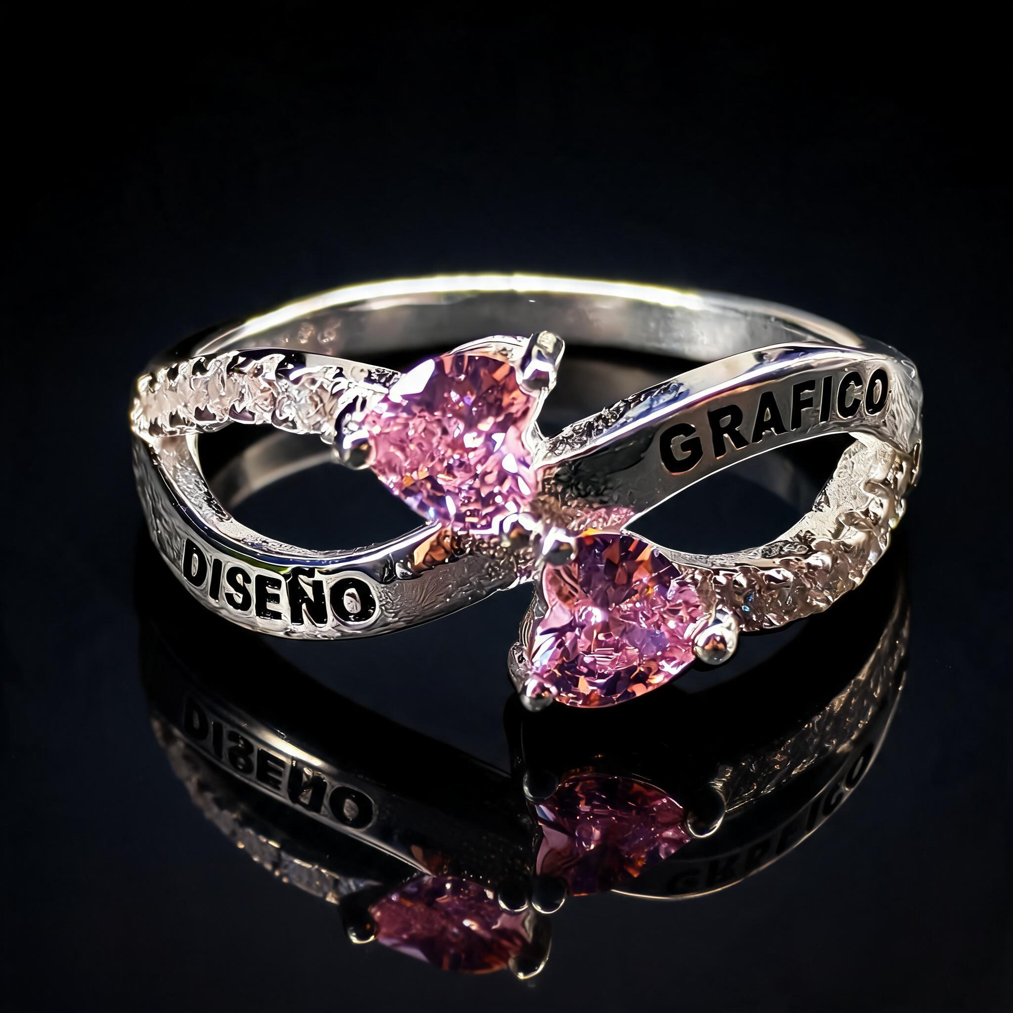 Anillo Diseño Gráfico Modelo 001 - Infinito Corazones Bicolor