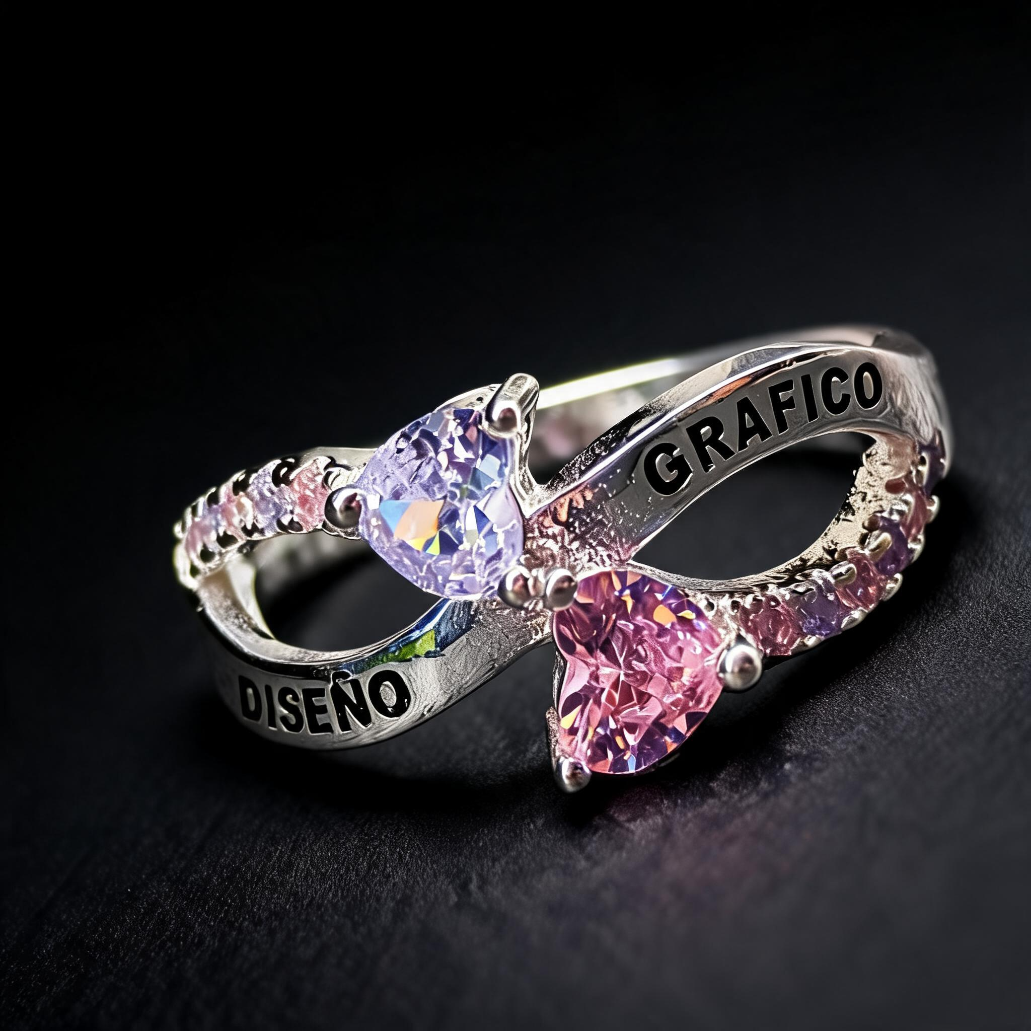 Anillo Diseño Gráfico Modelo 001 - Infinito Corazones Bicolor