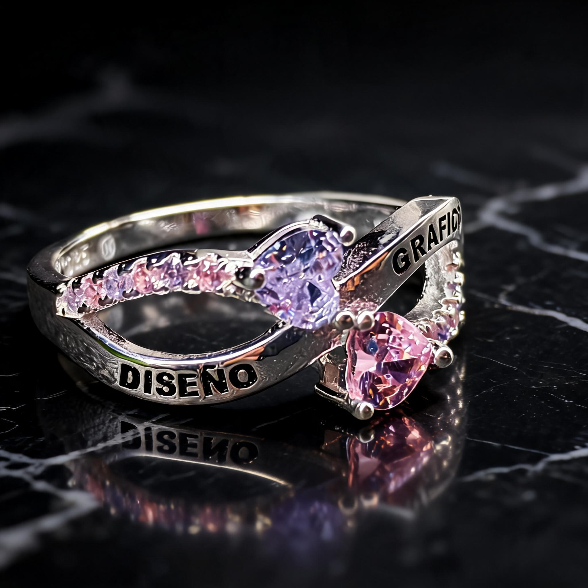 Anillo Diseño Gráfico Modelo 001 - Infinito Corazones Bicolor