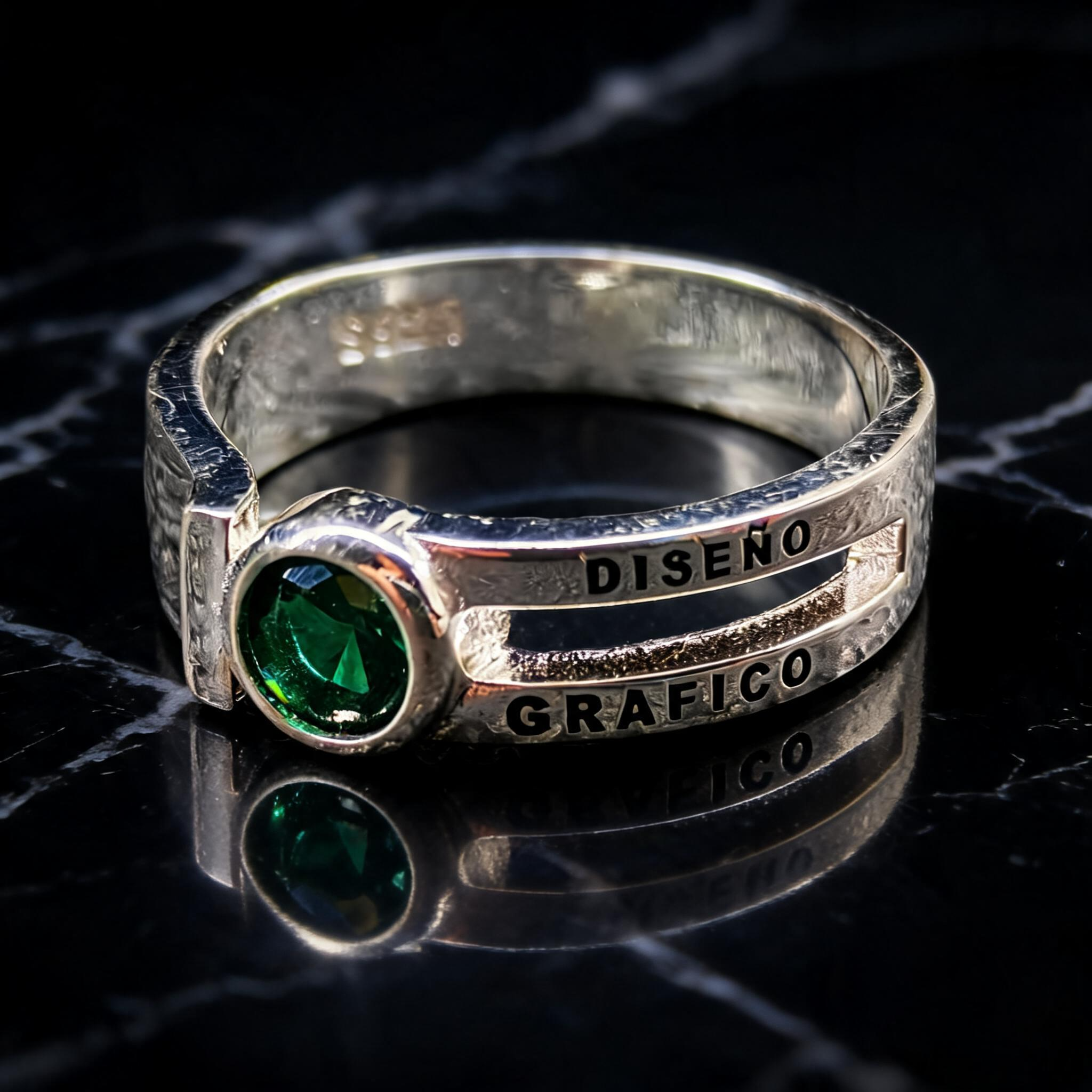 Anillo Diseño Gráfico Modelo 003 - Piedra Redonda Clásica