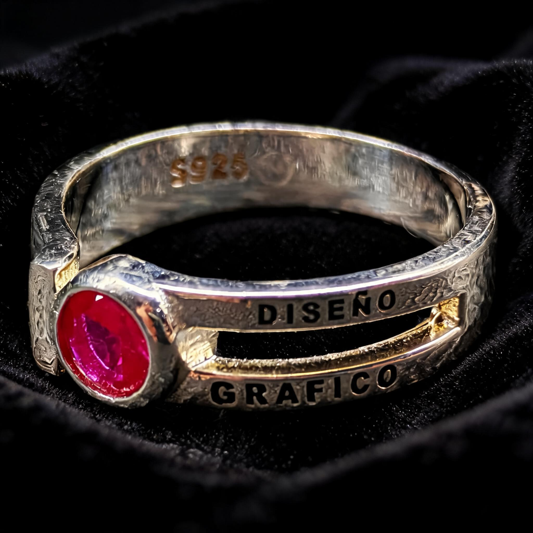Anillo Diseño Gráfico Modelo 003 - Piedra Redonda Clásica