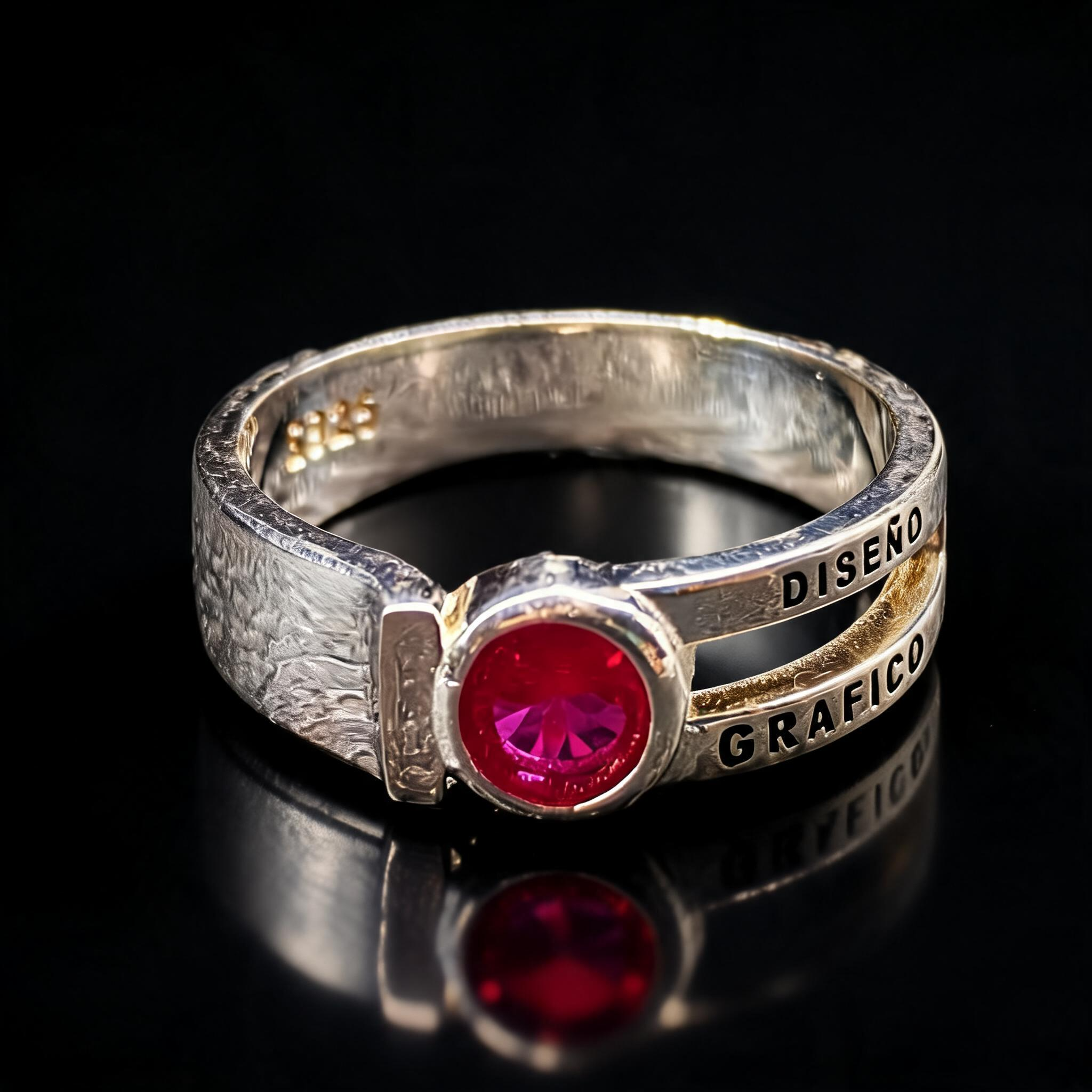 Anillo Diseño Gráfico Modelo 003 - Piedra Redonda Clásica