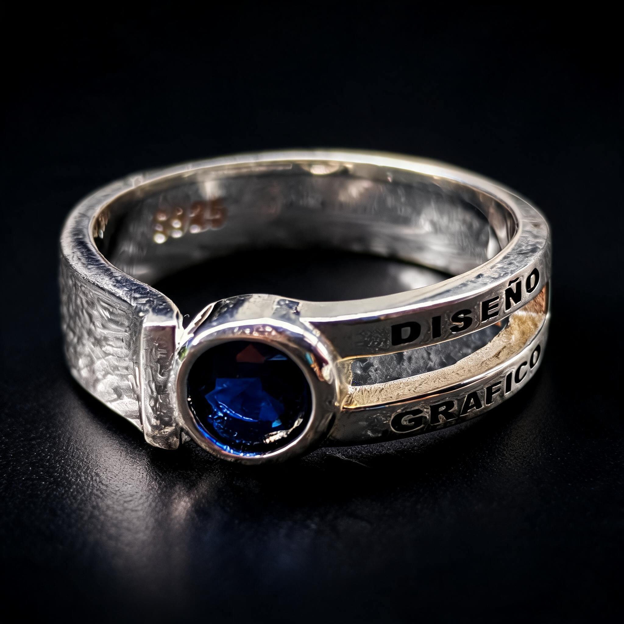 Anillo Diseño Gráfico Modelo 003 - Piedra Redonda Clásica