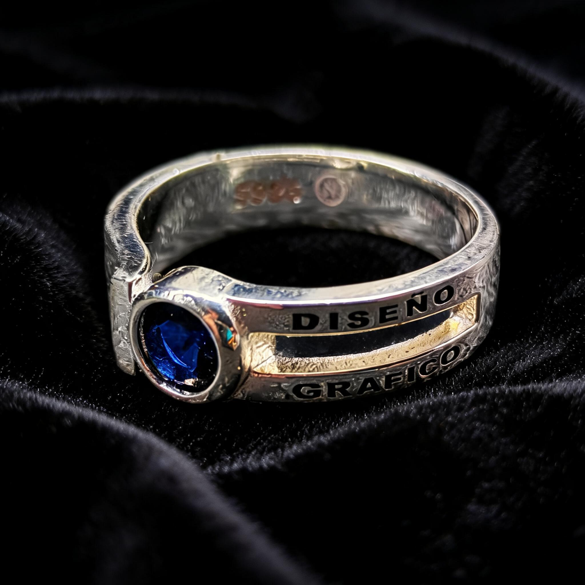 Anillo Diseño Gráfico Modelo 003 - Piedra Redonda Clásica