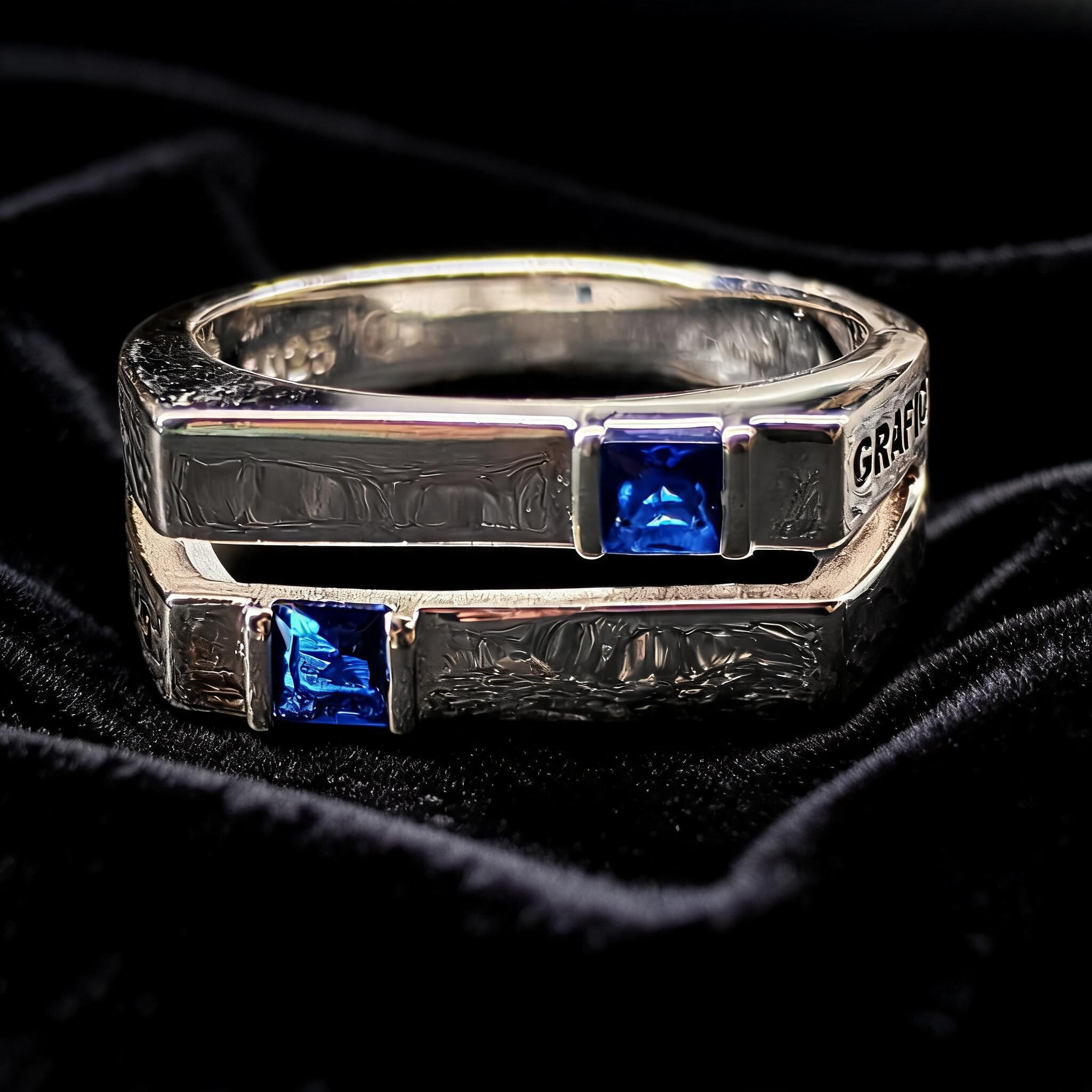 Anillo Diseño Gráfico Modelo 002 - Aro Abierto Rectangular Bicolor