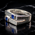 Anillo Diseño Gráfico Modelo 002 - Aro Abierto Rectangular Bicolor