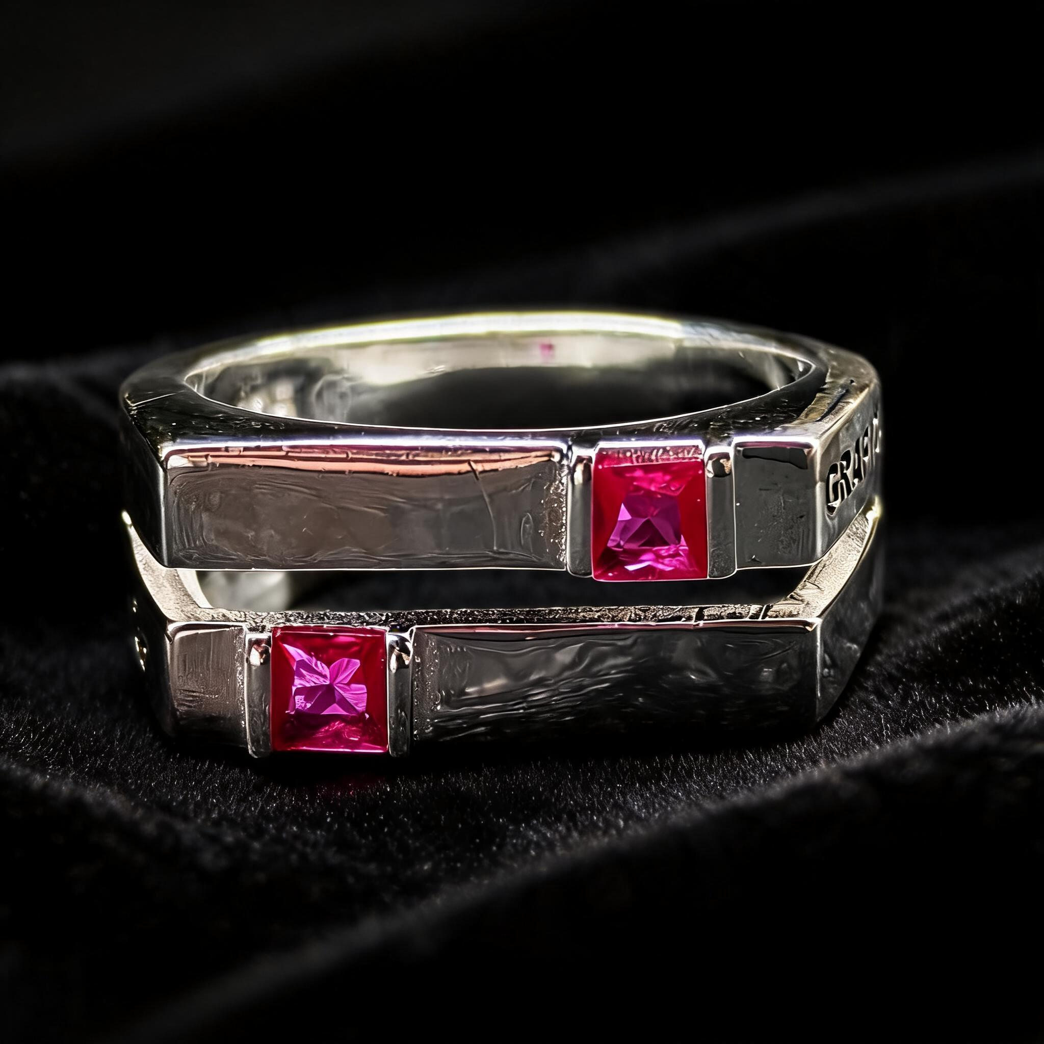 Anillo Diseño Gráfico Modelo 002 - Aro Abierto Rectangular Bicolor