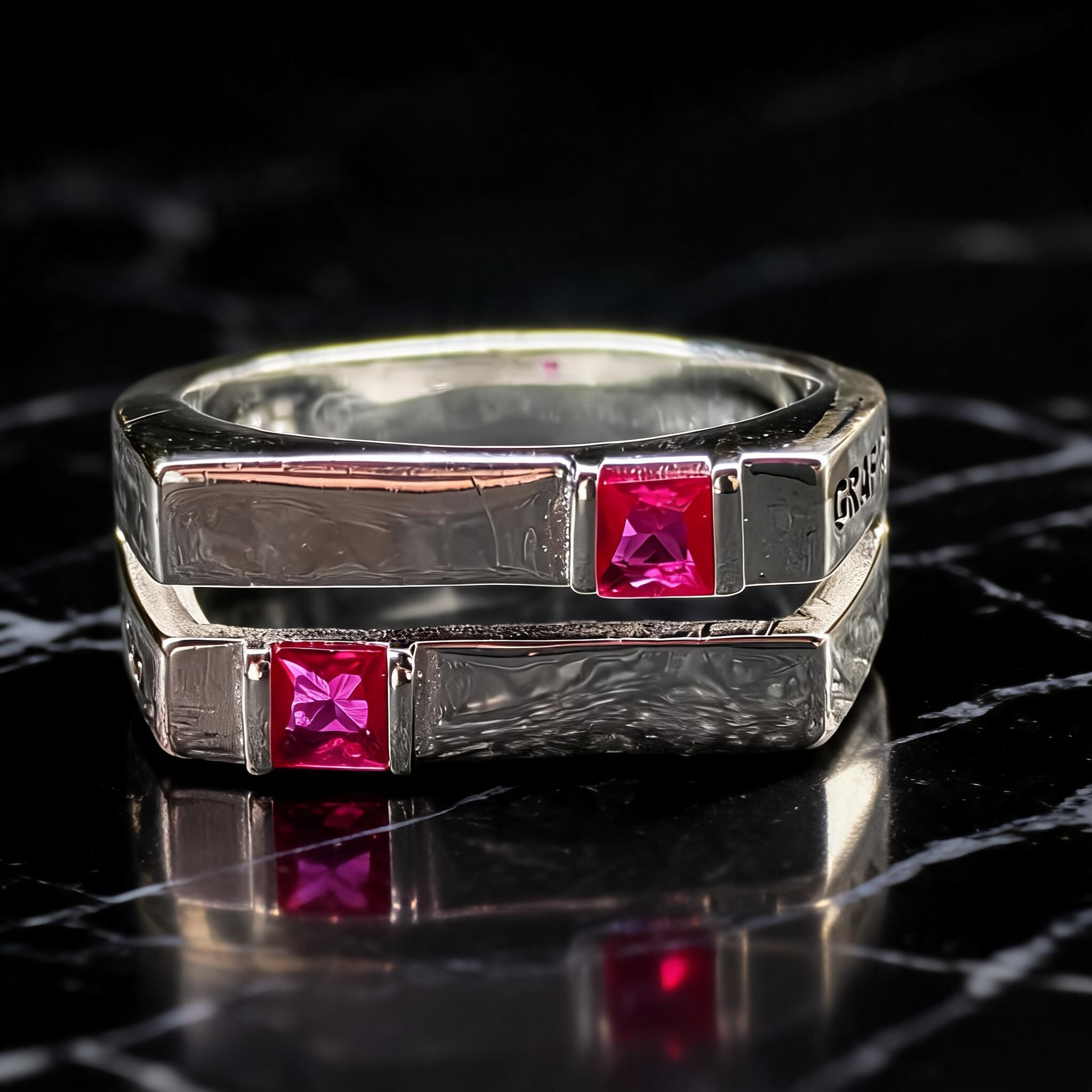 Anillo Diseño Gráfico Modelo 002 - Aro Abierto Rectangular Bicolor