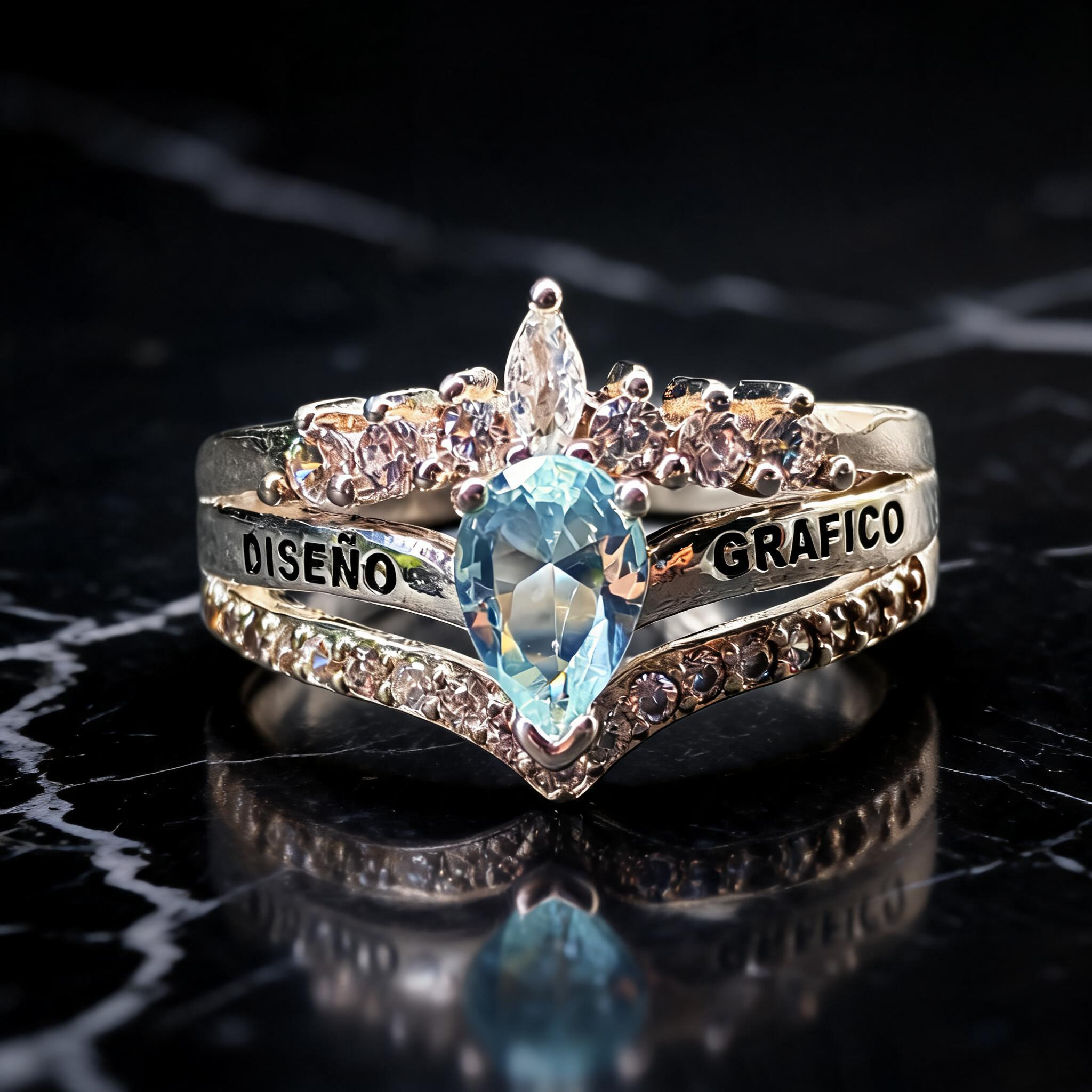 Anillo Diseño Gráfico Modelo 004 - Corona Gota